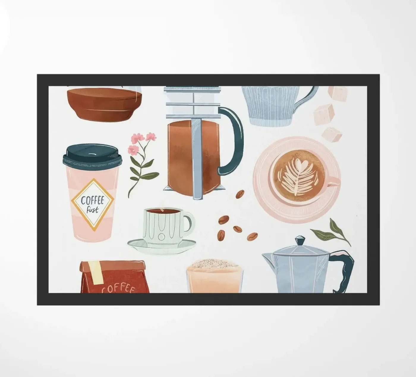 coffee set doormat by Luke Yaeger