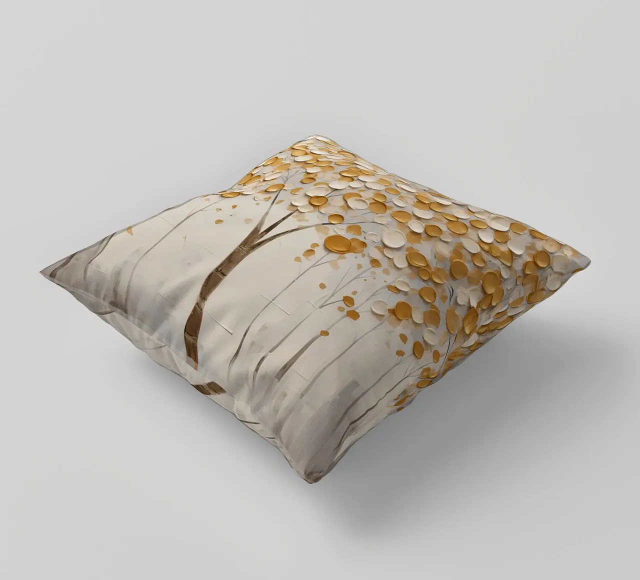 Abstract trees with golden tones decorative cushion by Imagine