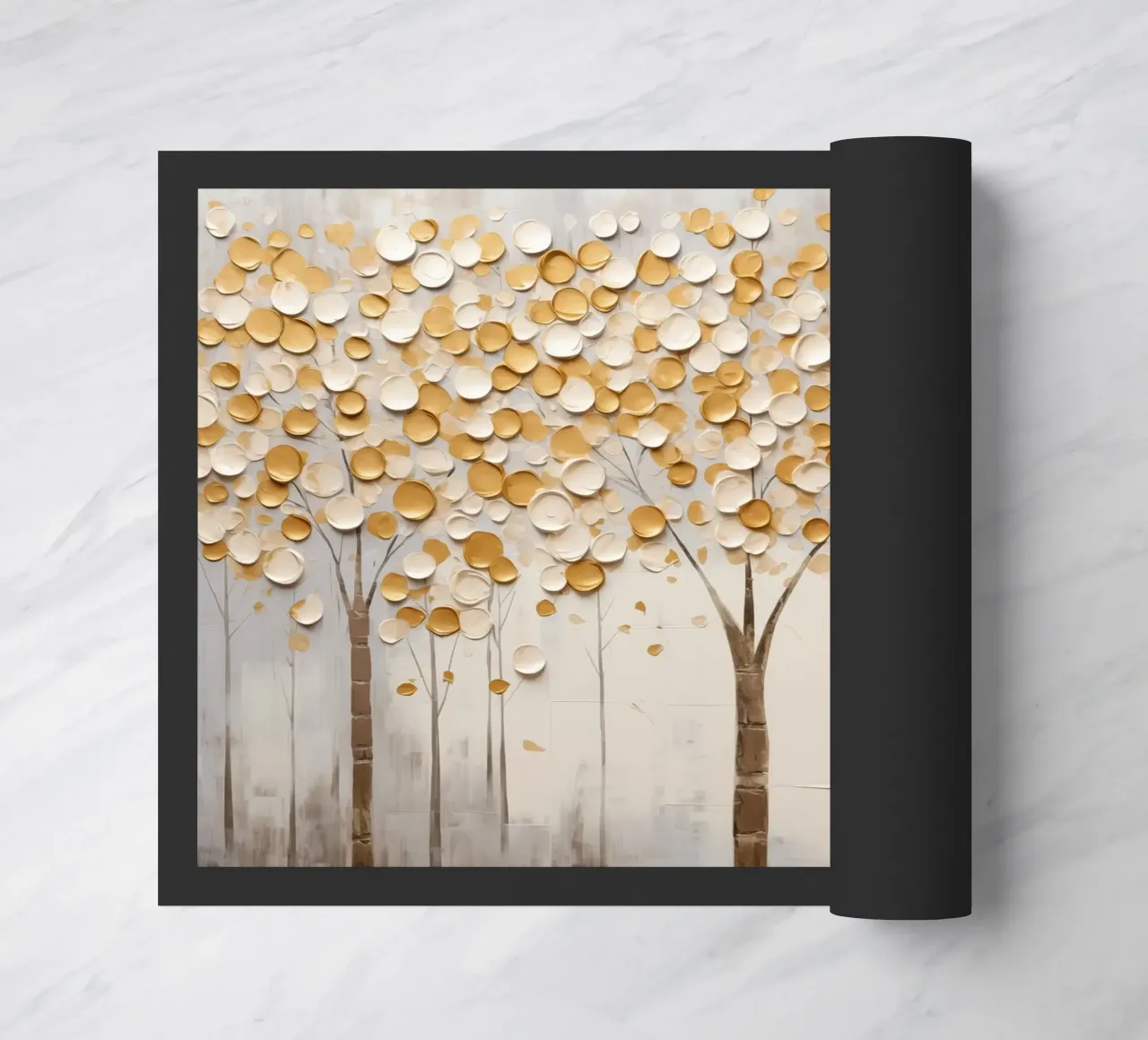 Abstract trees with golden tones doormat by Imagine