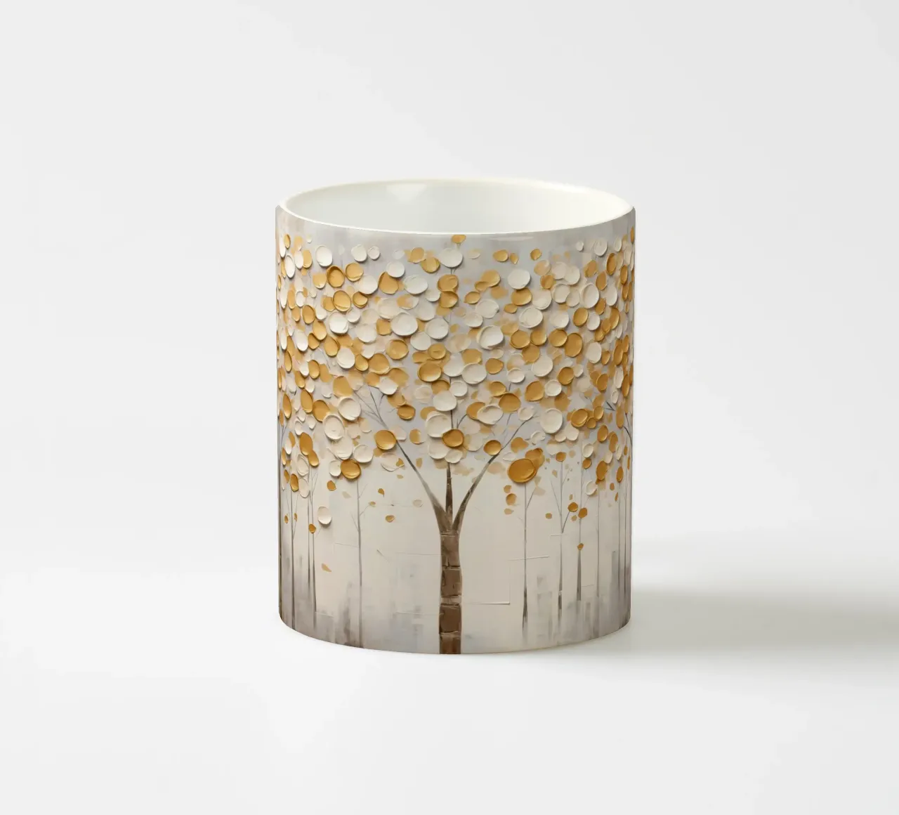 Abstract trees with golden tones ceramic mug by Imagine
