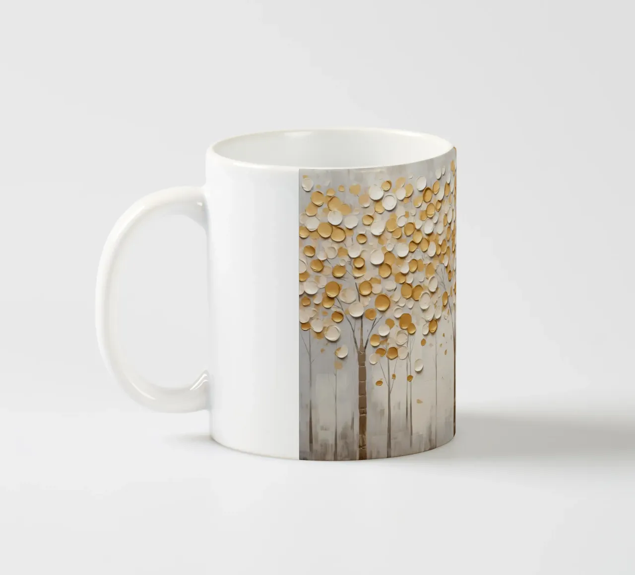 Abstract trees with golden tones ceramic mug by Imagine