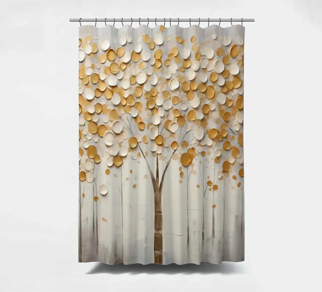 Abstract trees with golden tones shower curtain by Imagine