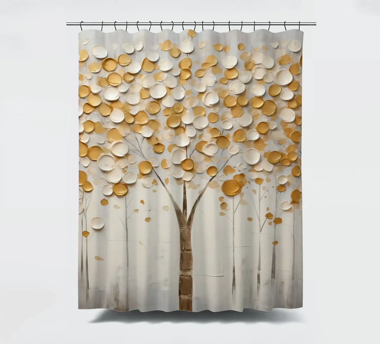 Abstract trees with golden tones shower curtain by Imagine