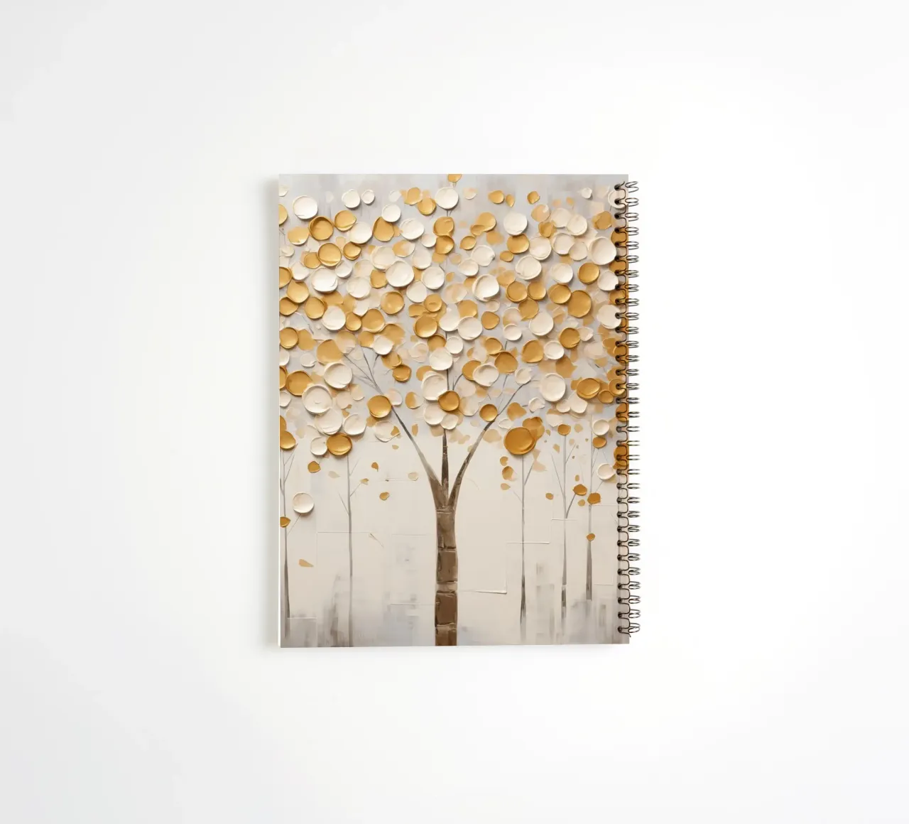 Abstract trees with golden tones spiral notebook by Imagine