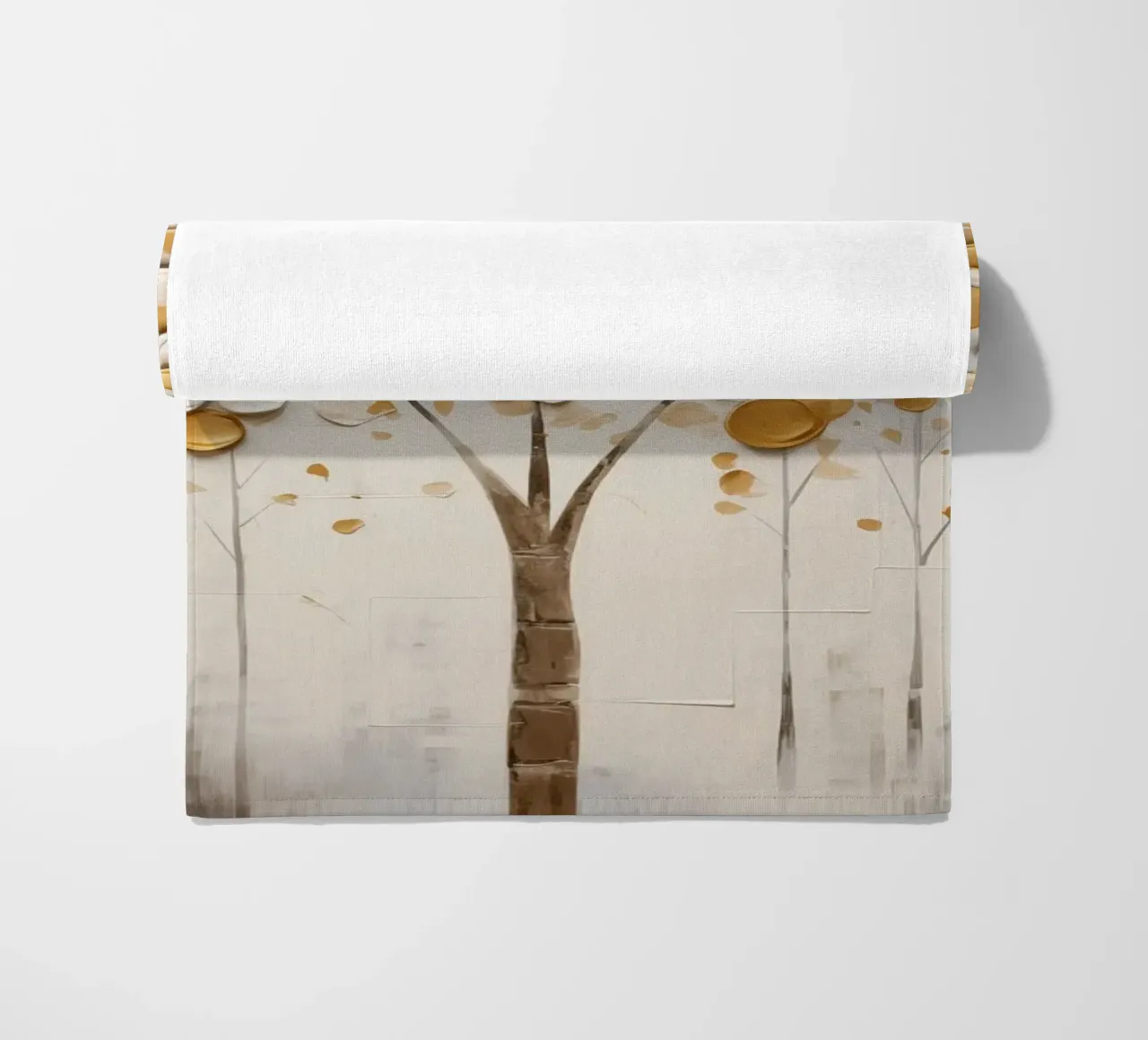 Abstract trees with golden tones beach towel by Imagine