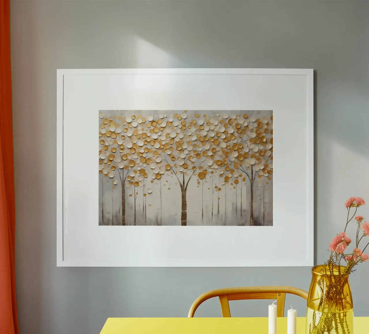 Abstract trees with golden tones hahnemühle by Imagine