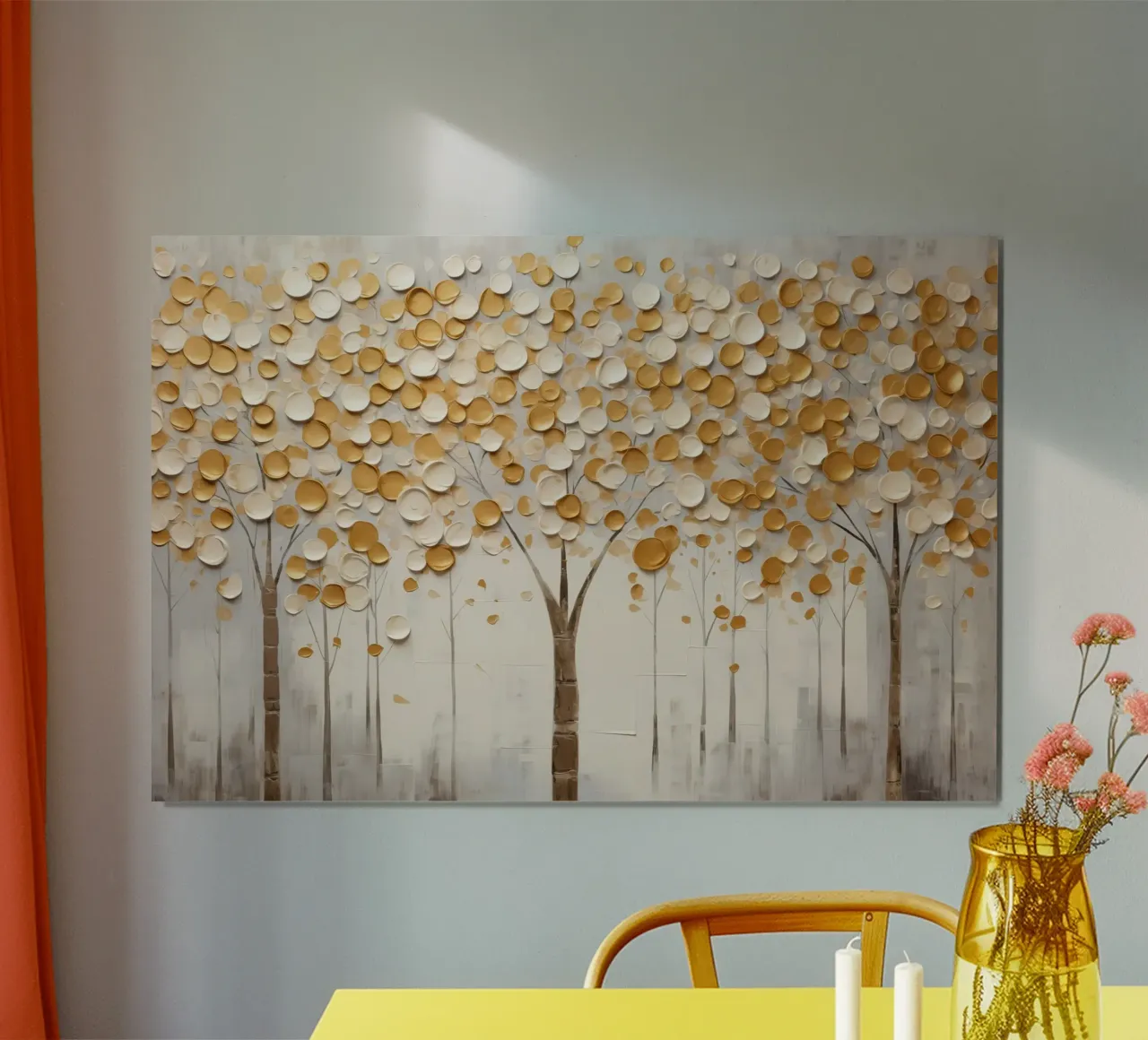 Abstract trees with golden tones hahnemühle by Imagine