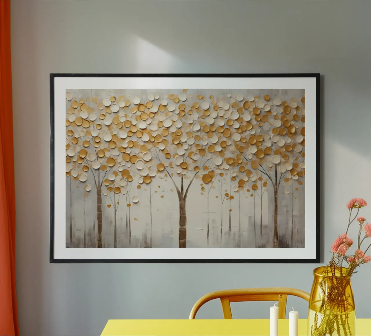 Abstract trees with golden tones hahnemühle by Imagine
