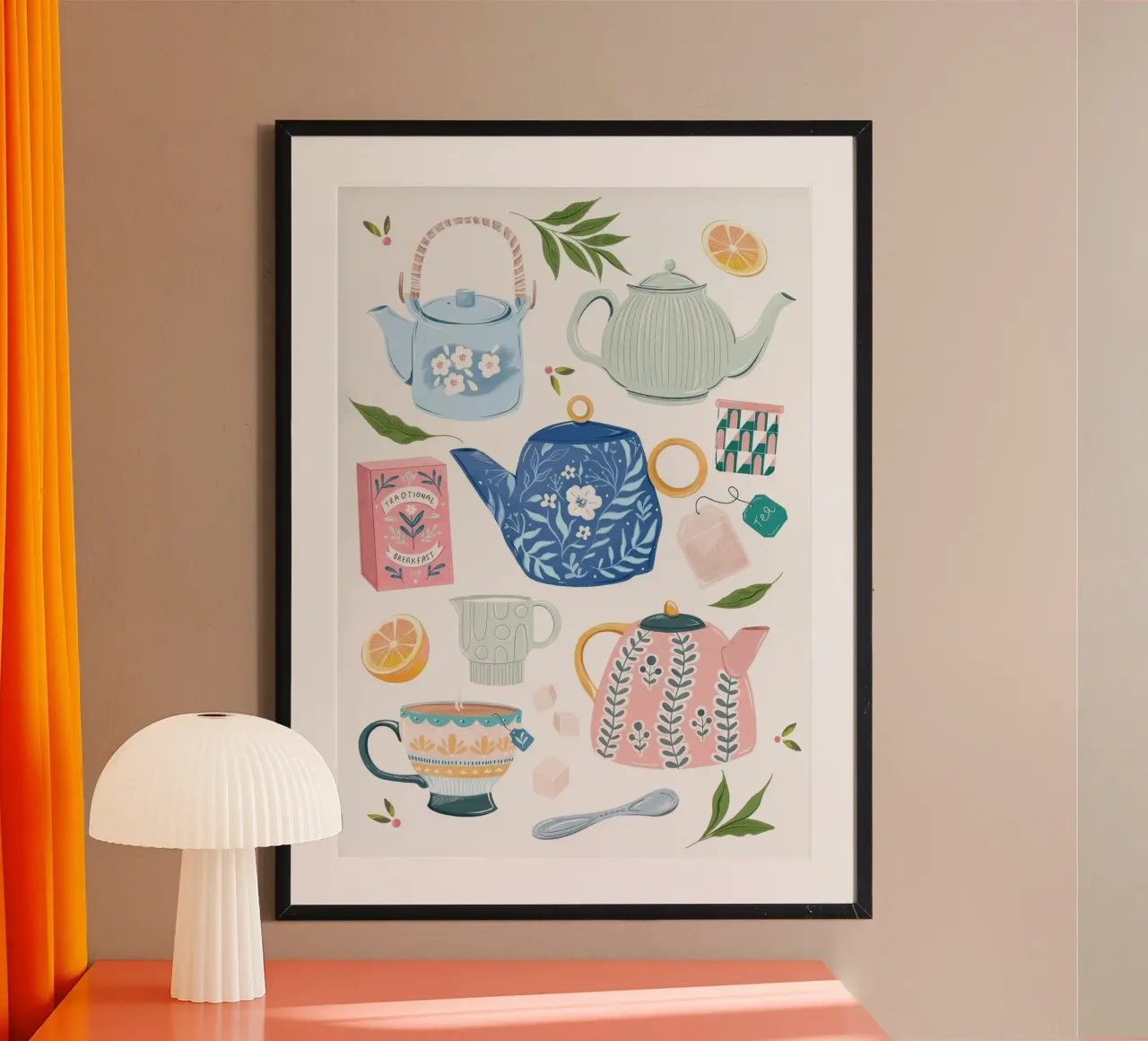 teiera poster con telaio in legno da Luke Yaeger