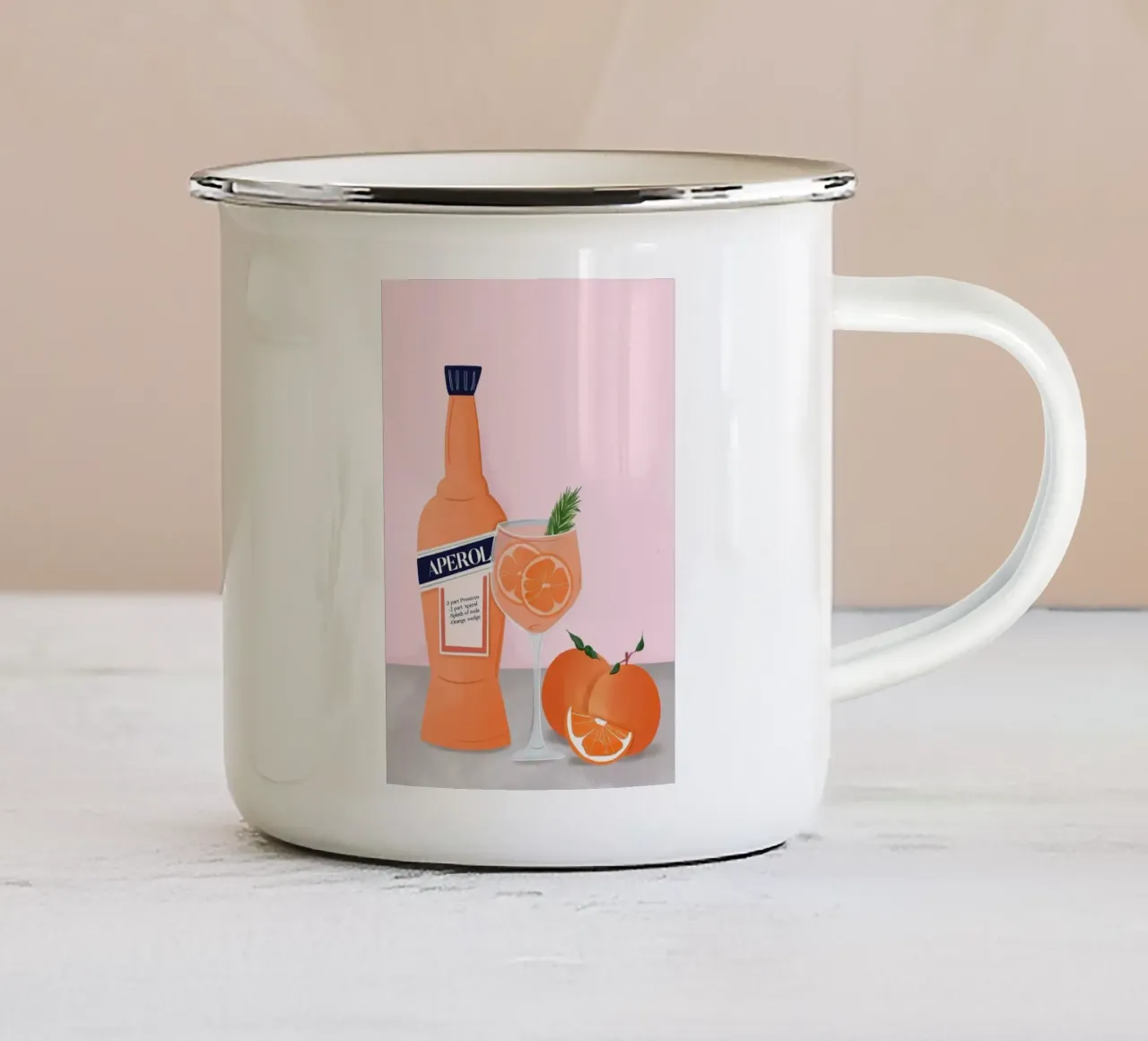 bottiglia di aperol tazza in smalto da Luke Yaeger