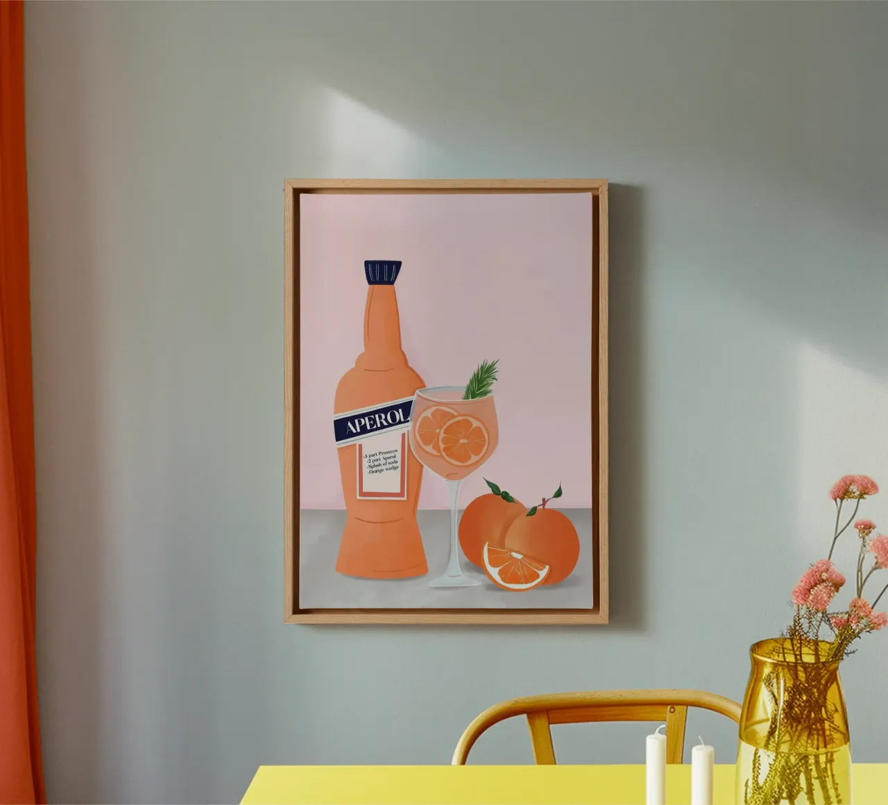 fles aperol canvas met Baklijst van Luke Yaeger