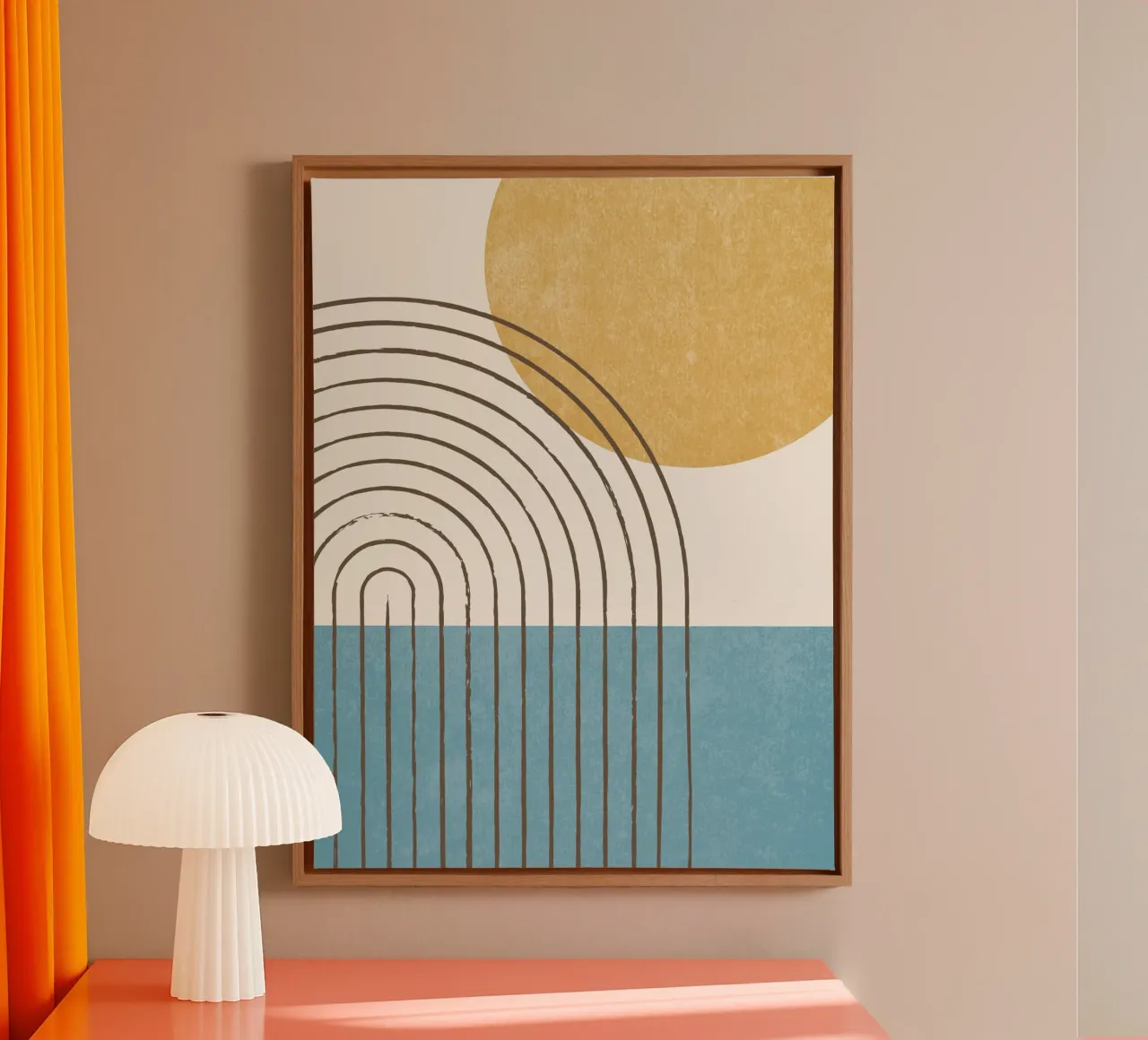 Zonnig Abstract oceaanlandschap canvas met Baklijst van MoonlightPrint