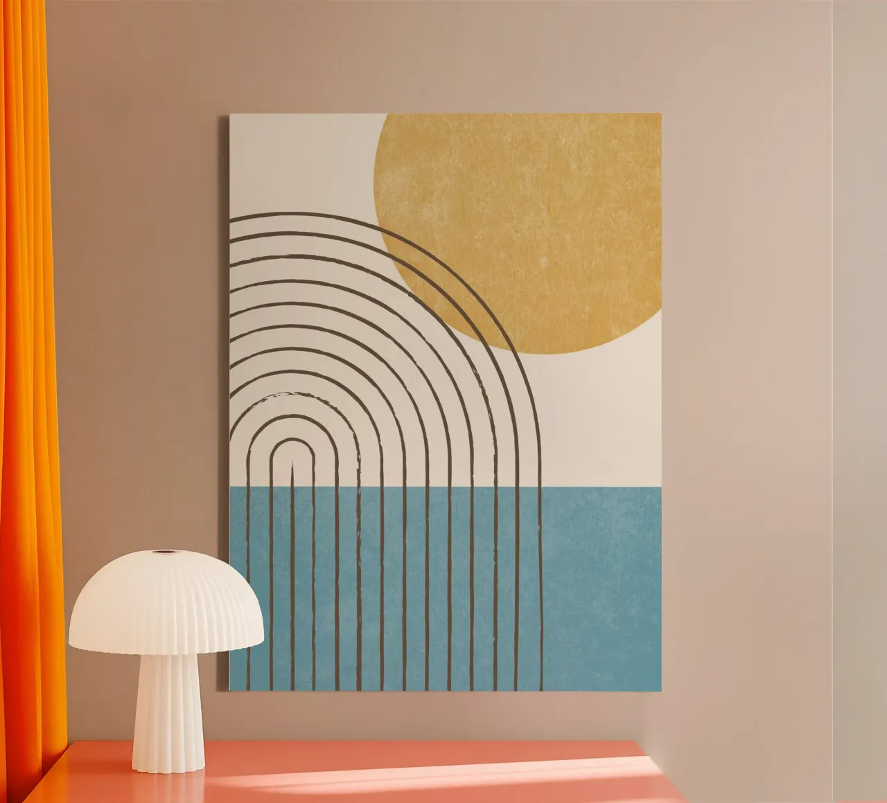 Zonnig Abstract oceaanlandschap canvas met Baklijst van MoonlightPrint