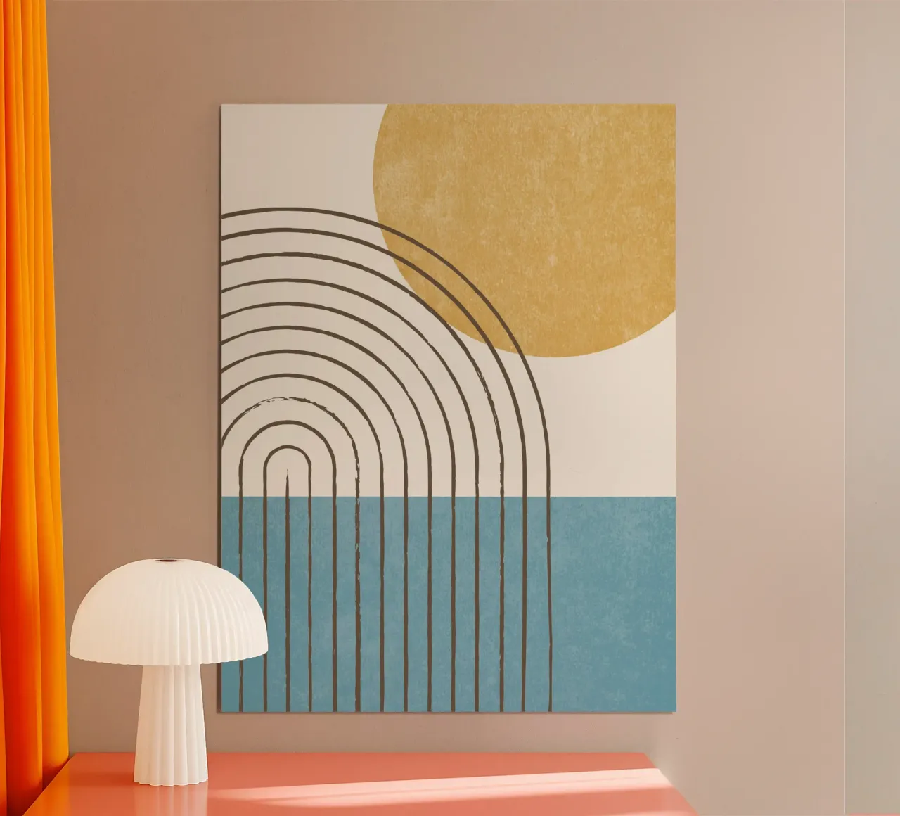 Zonnig Abstract oceaanlandschap poster met aluminium frame van MoonlightPrint