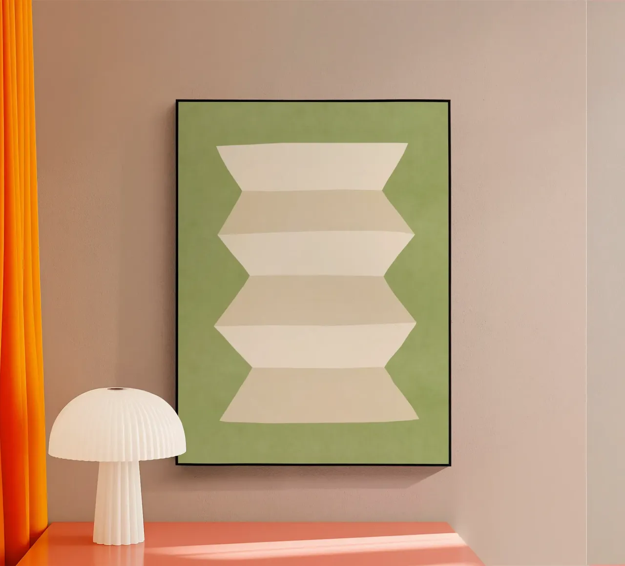 Vase géométrique - Blanc ivoire sur vert plexiglas de MoonlightPrint