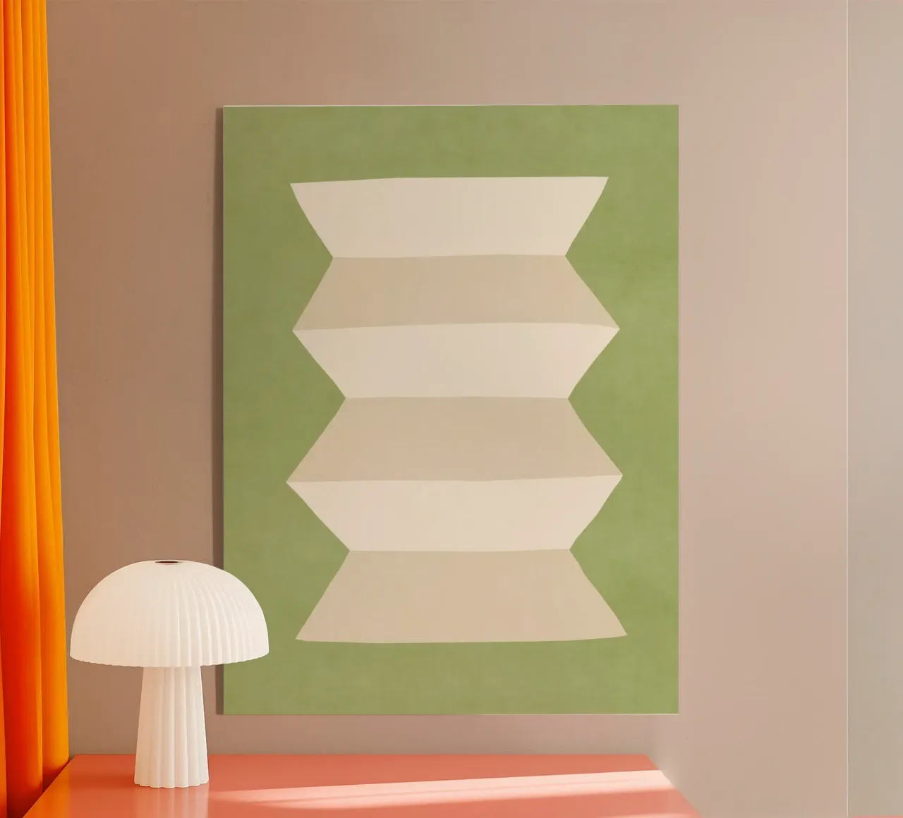 Vase géométrique - Blanc ivoire sur vert plexiglas de MoonlightPrint