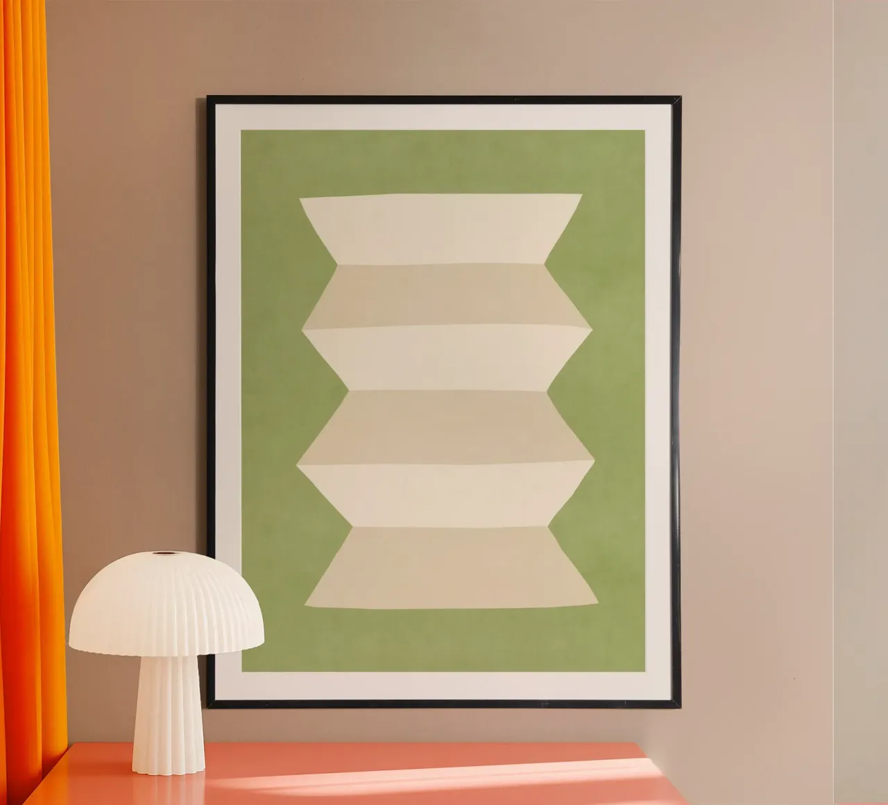 Vaso geometrico - Bianco avorio su verde poster da MoonlightPrint