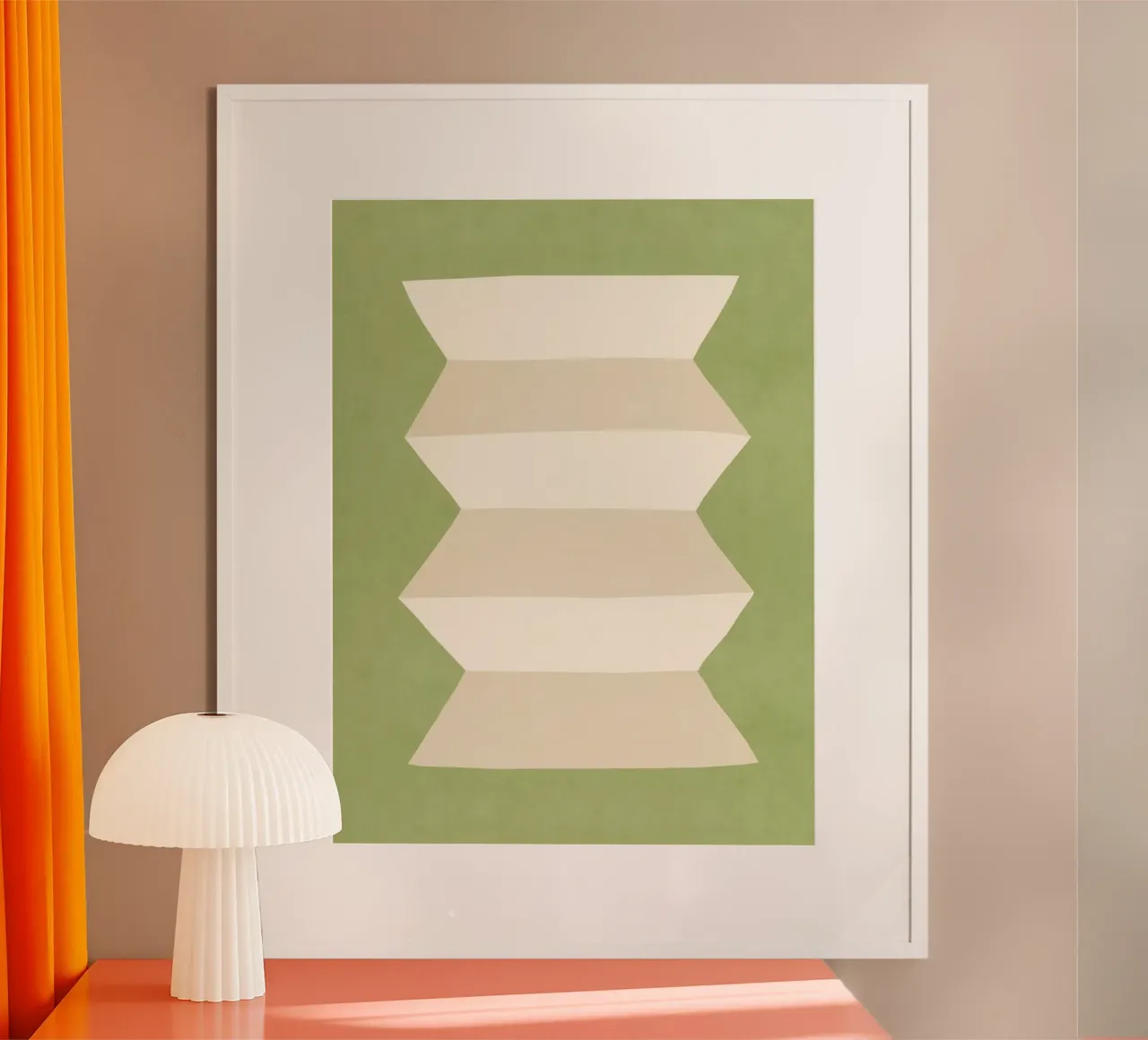 Vaso geometrico - Bianco avorio su verde poster da MoonlightPrint
