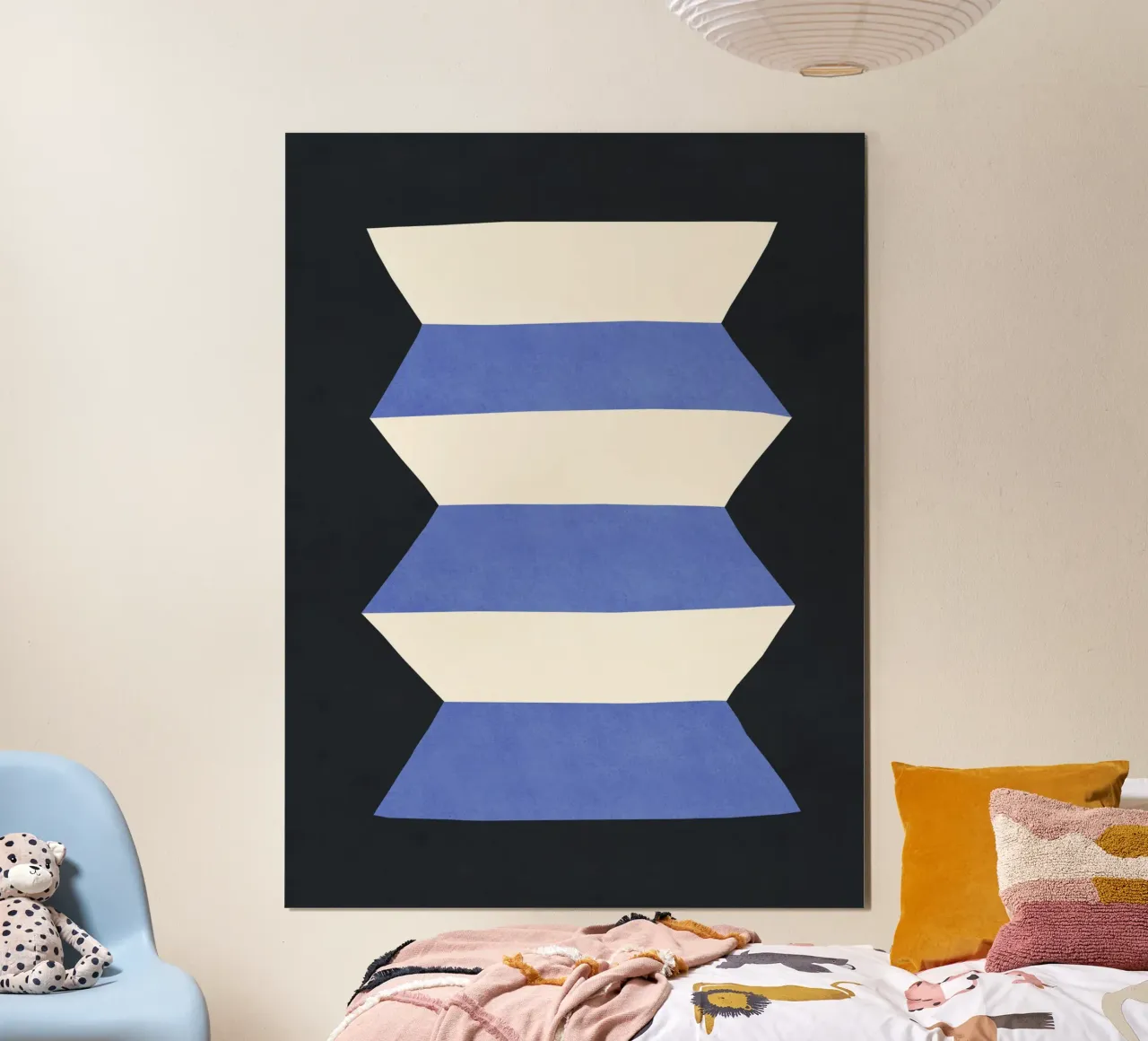 Vaso geometrico - Bianco blu su scuro poster da MoonlightPrint