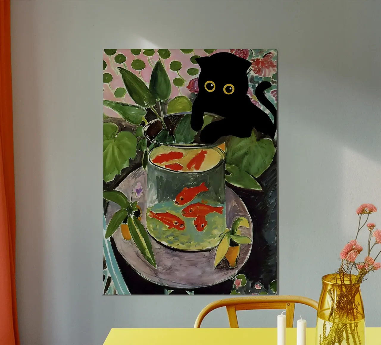 Cat Goldfish Matisse poster by MinaHome