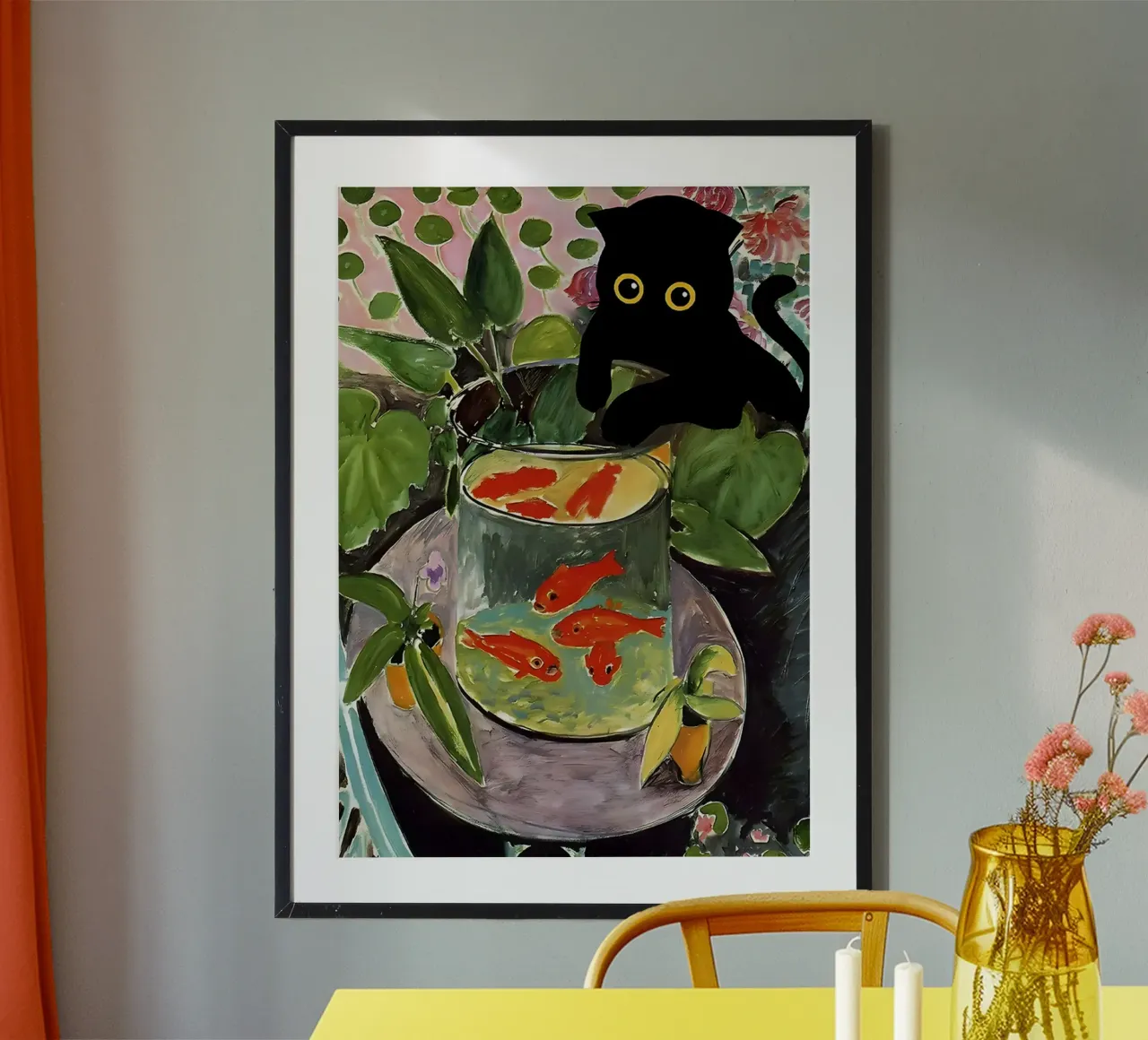 Cat Goldfish Matisse poster by MinaHome