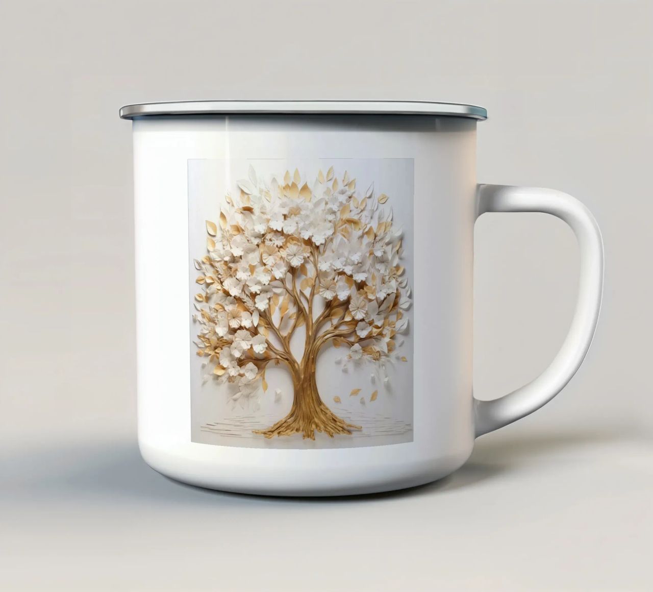 Albero con accenti dorati tazza in smalto da Imagine