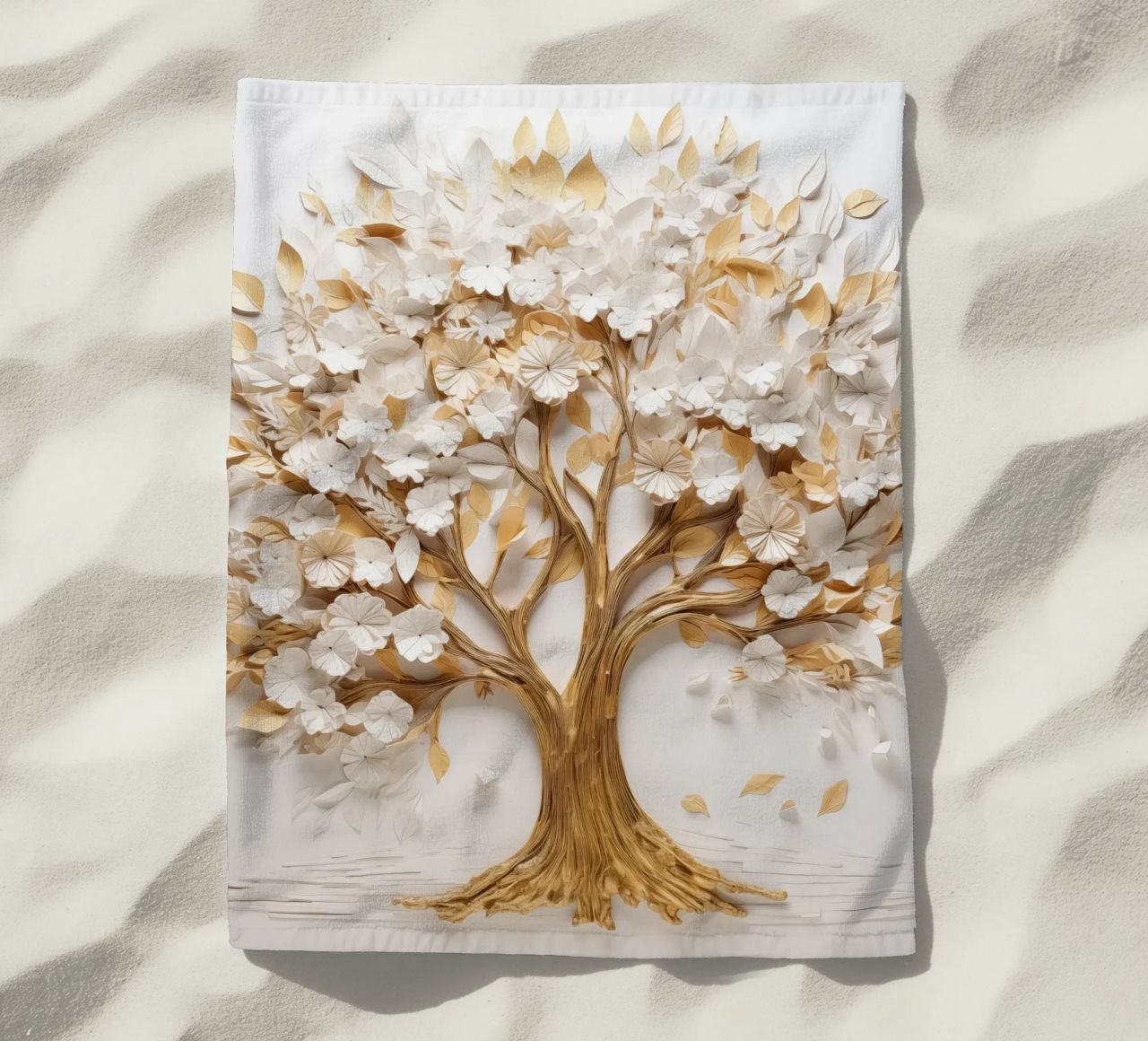 Albero con accenti dorati telo mare da Imagine
