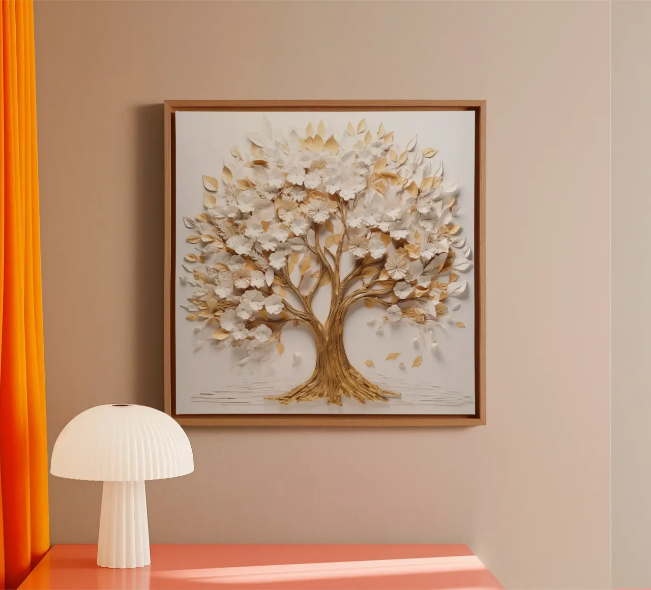 Albero con accenti dorati tela con Cornice a cassetta da Imagine