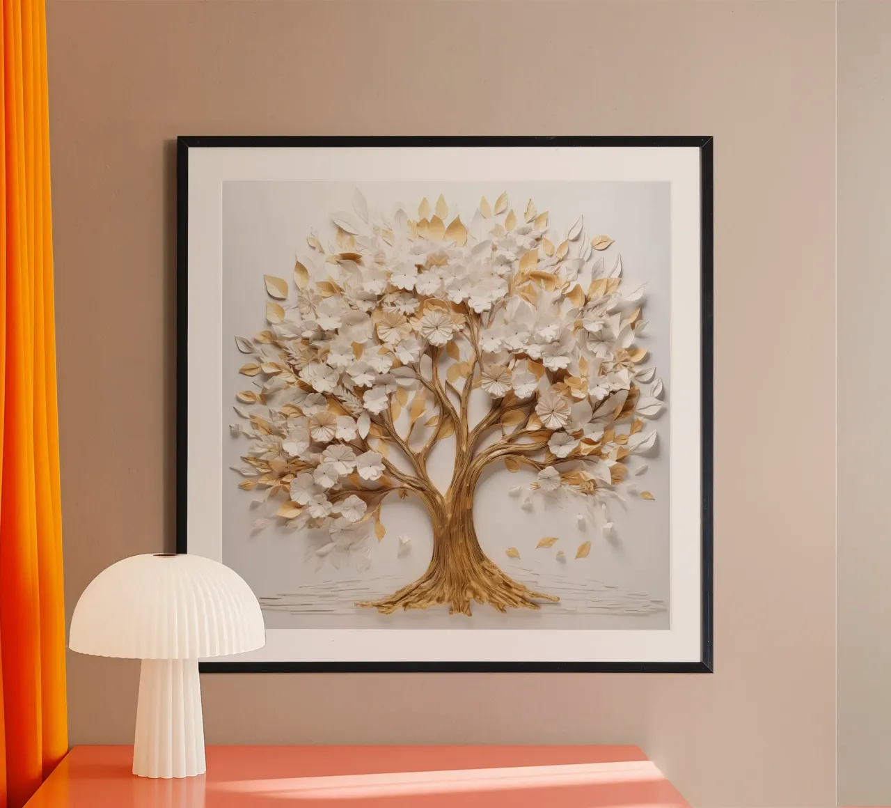 Albero con accenti dorati carta hahnemühle da Imagine