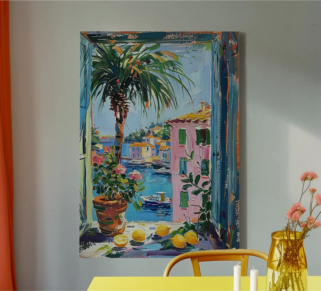 Stile Matisse Mediterraneo Finestra Aperta Passato tela con Cornice a cassetta da MinaHome