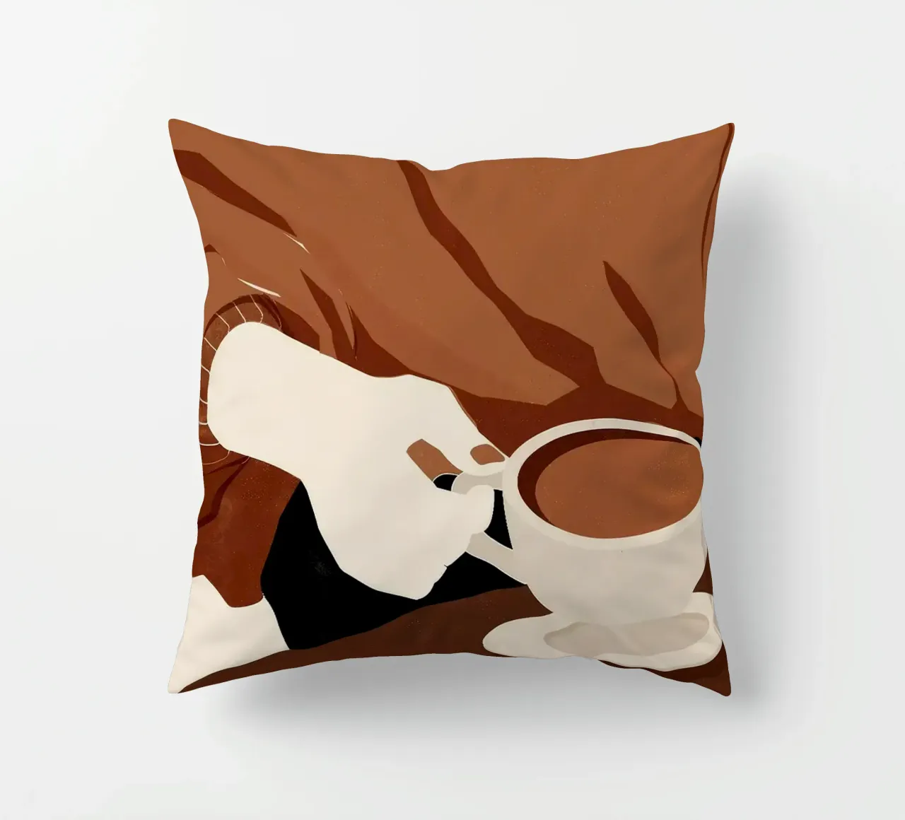 Kaffeetasse Untertasse Hand Pullover Kissen von Luke Yaeger