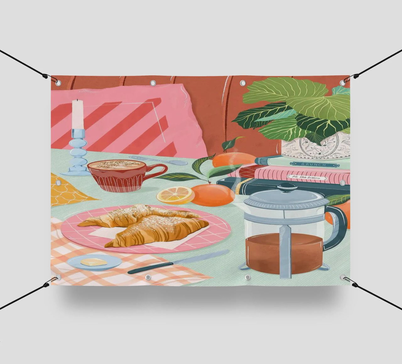 croissant e caffè telo in pvc da Luke Yaeger