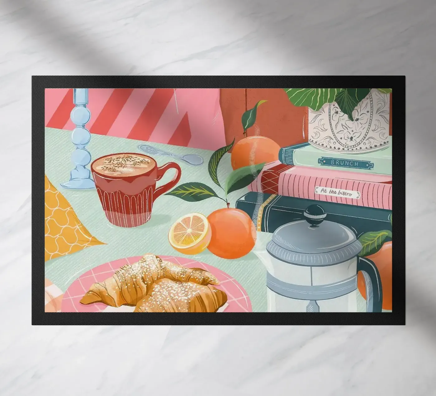 Croissant und Kaffee Fußmatte von Luke Yaeger