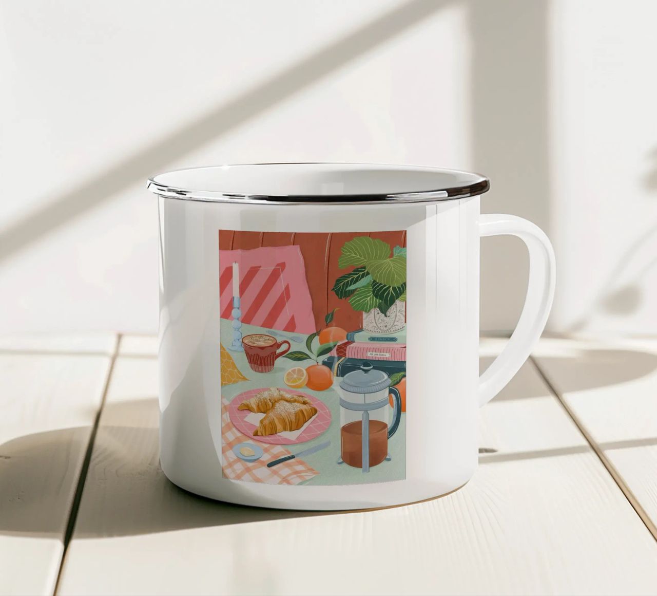 croissant e caffè tazza in smalto da Luke Yaeger