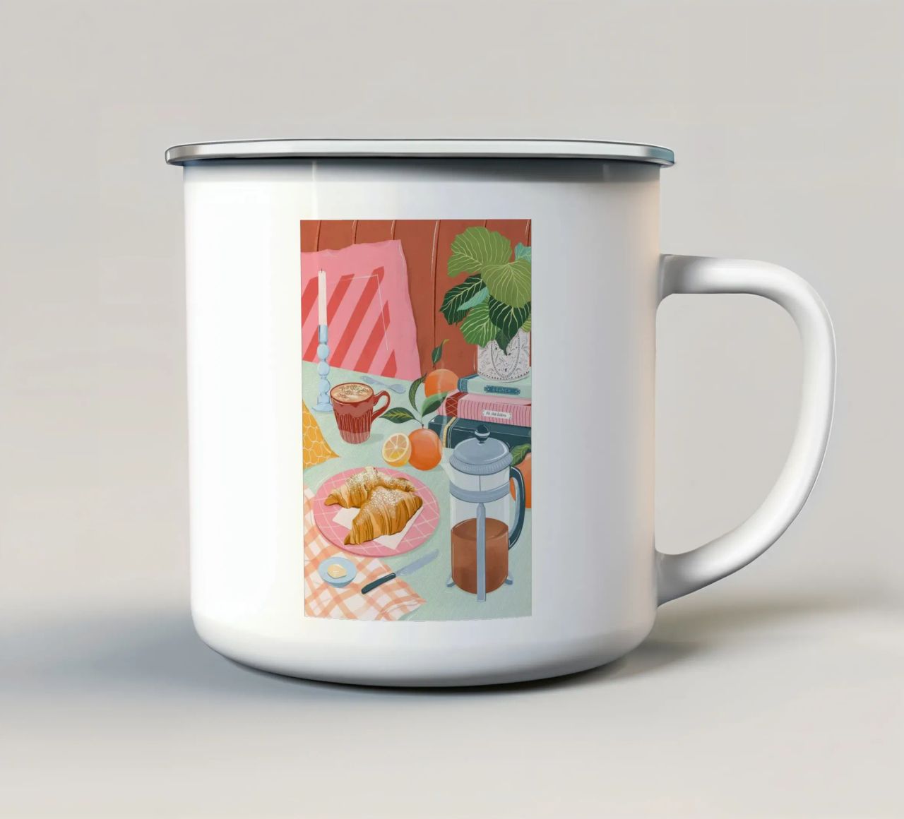 croissant e caffè tazza in smalto da Luke Yaeger