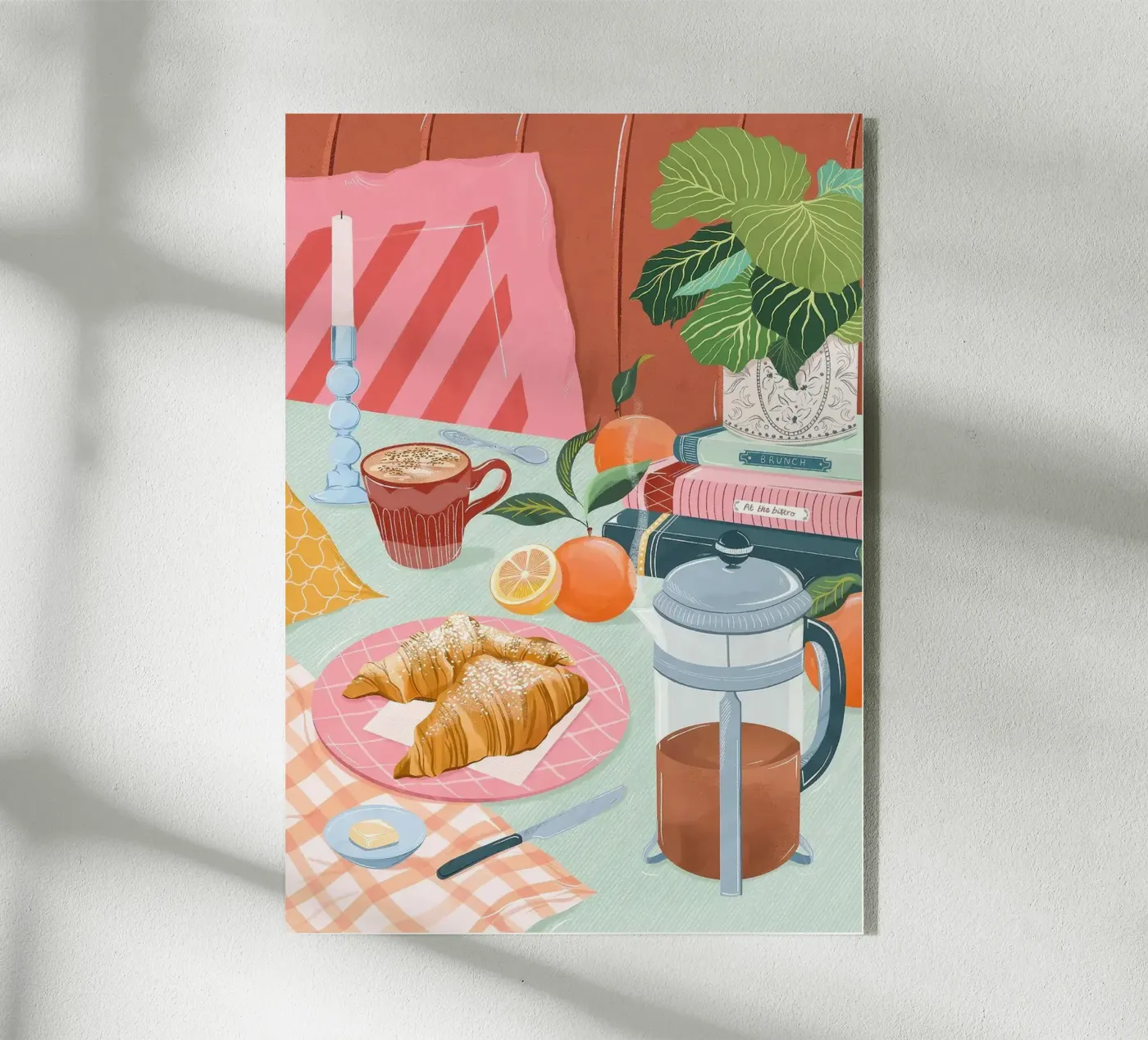 Croissant und Kaffee Acryl-Glas von Luke Yaeger