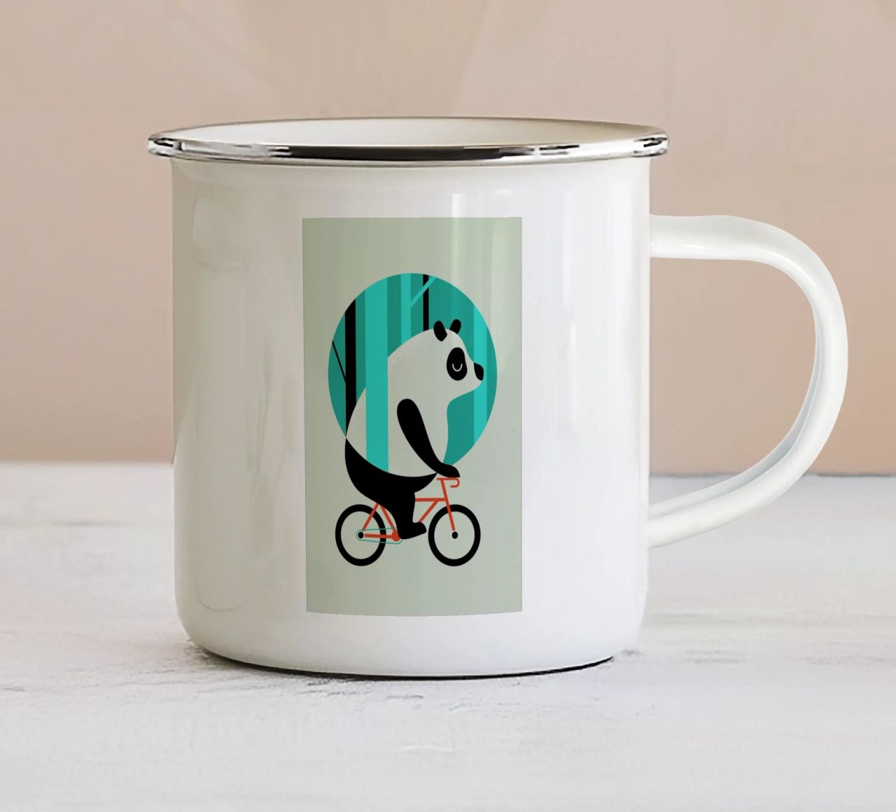 Panda Ride tazza in smalto da Doozal