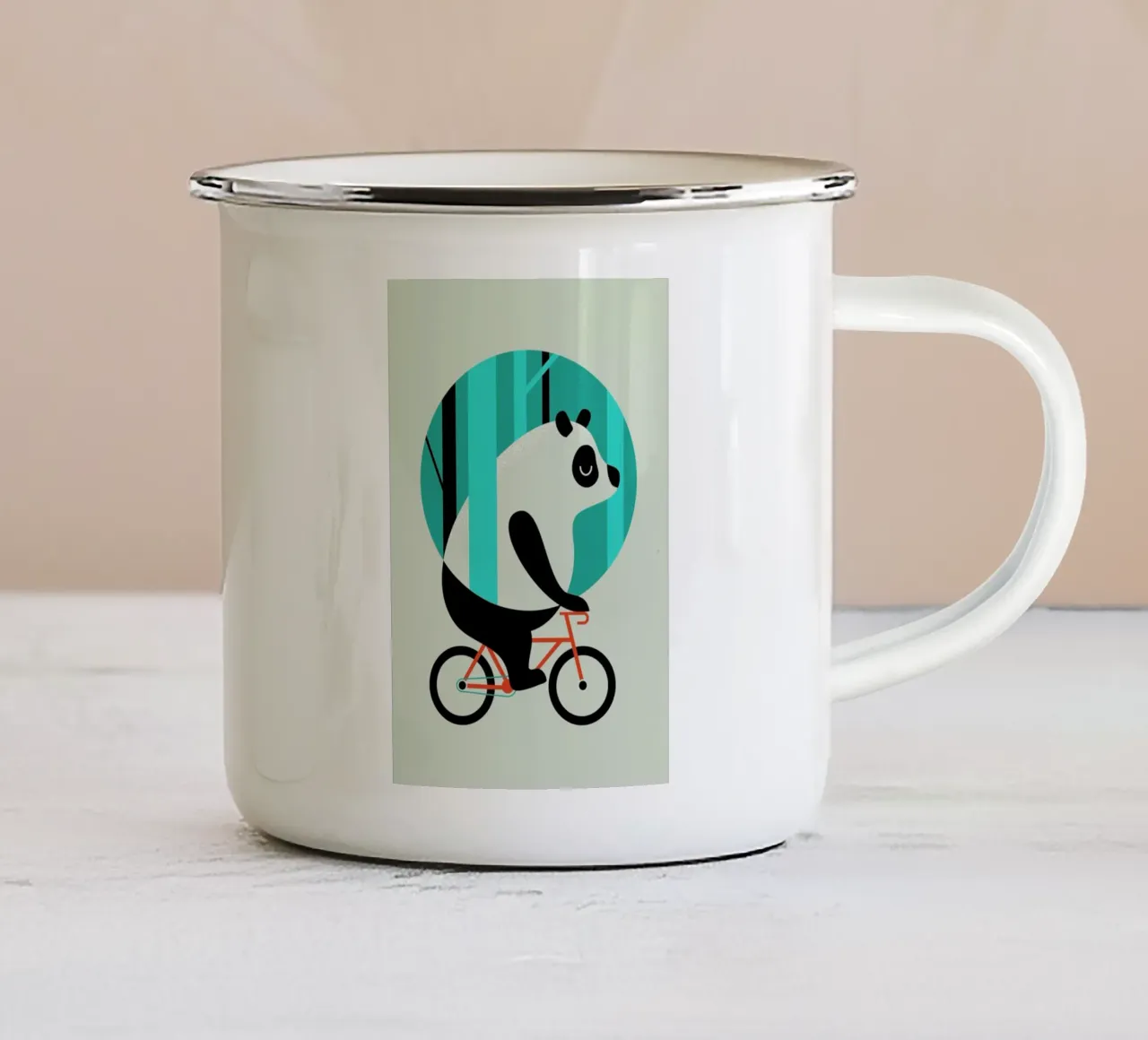 Panda Ride tazza in smalto da Doozal