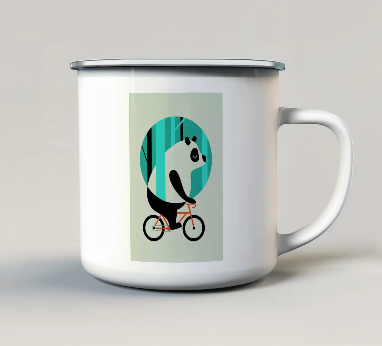 Panda Ride tazza in smalto da Doozal