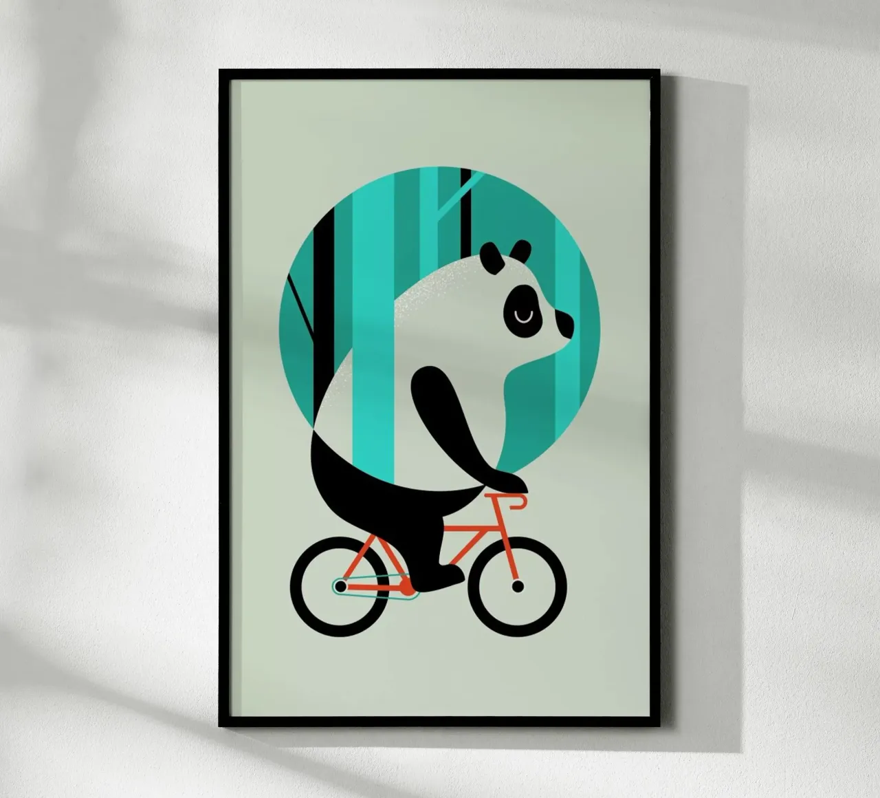 Panda Ride poster con telaio in plastica da Doozal