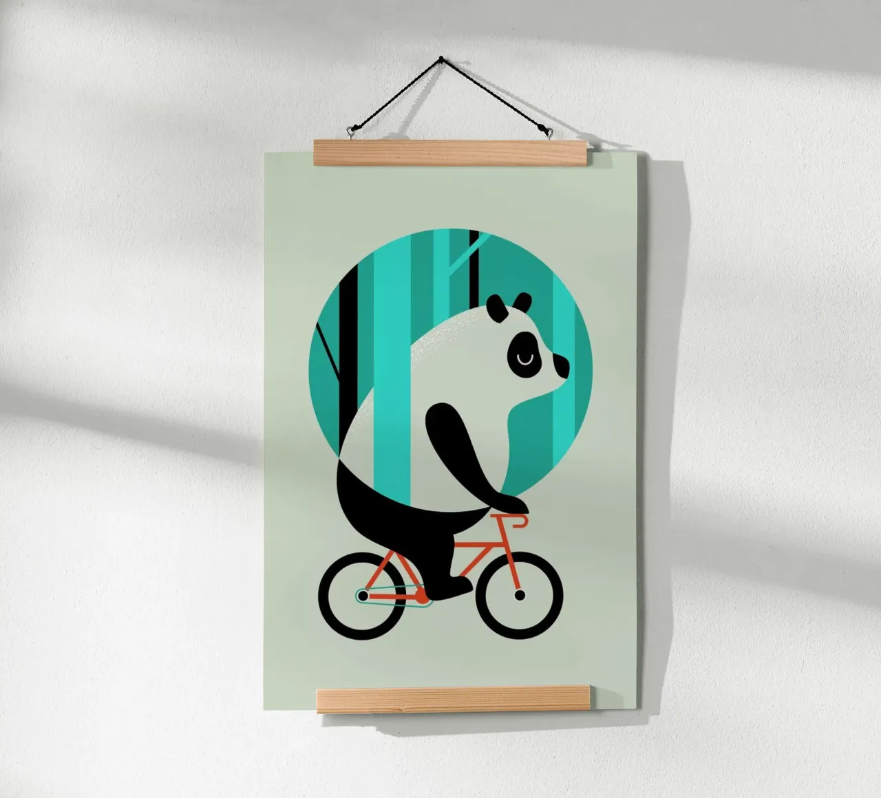 Panda Ride poster con telaio in plastica da Doozal