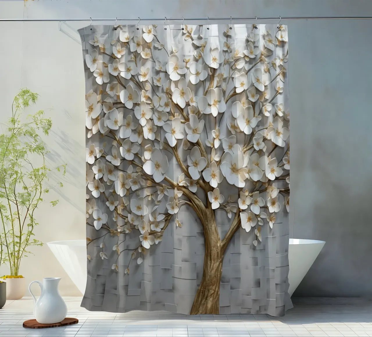 Albero d'oro con fiori tenda da doccia da Imagine