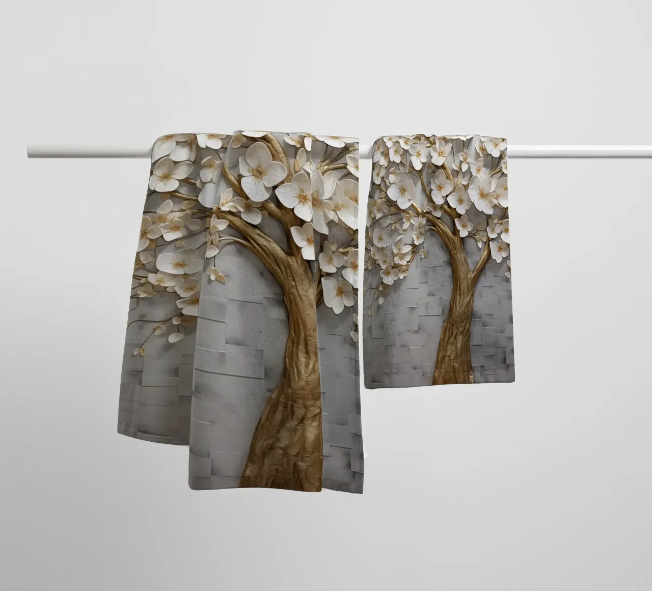 Albero d'oro con fiori asciugamano da bagno da Imagine