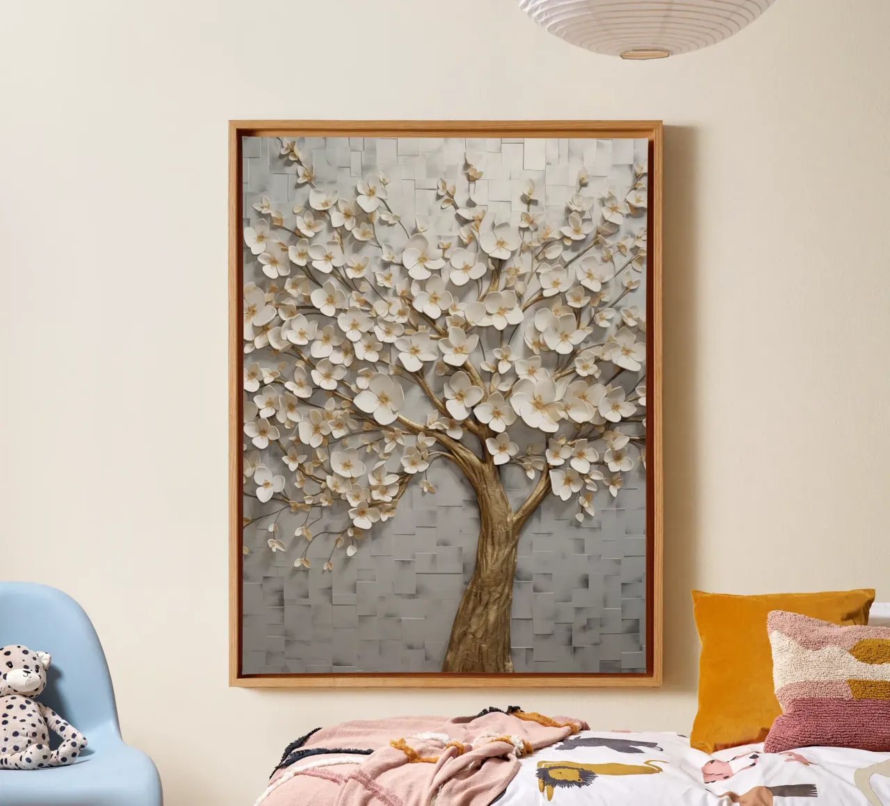 Albero d'oro con fiori tela con Cornice a cassetta da Imagine