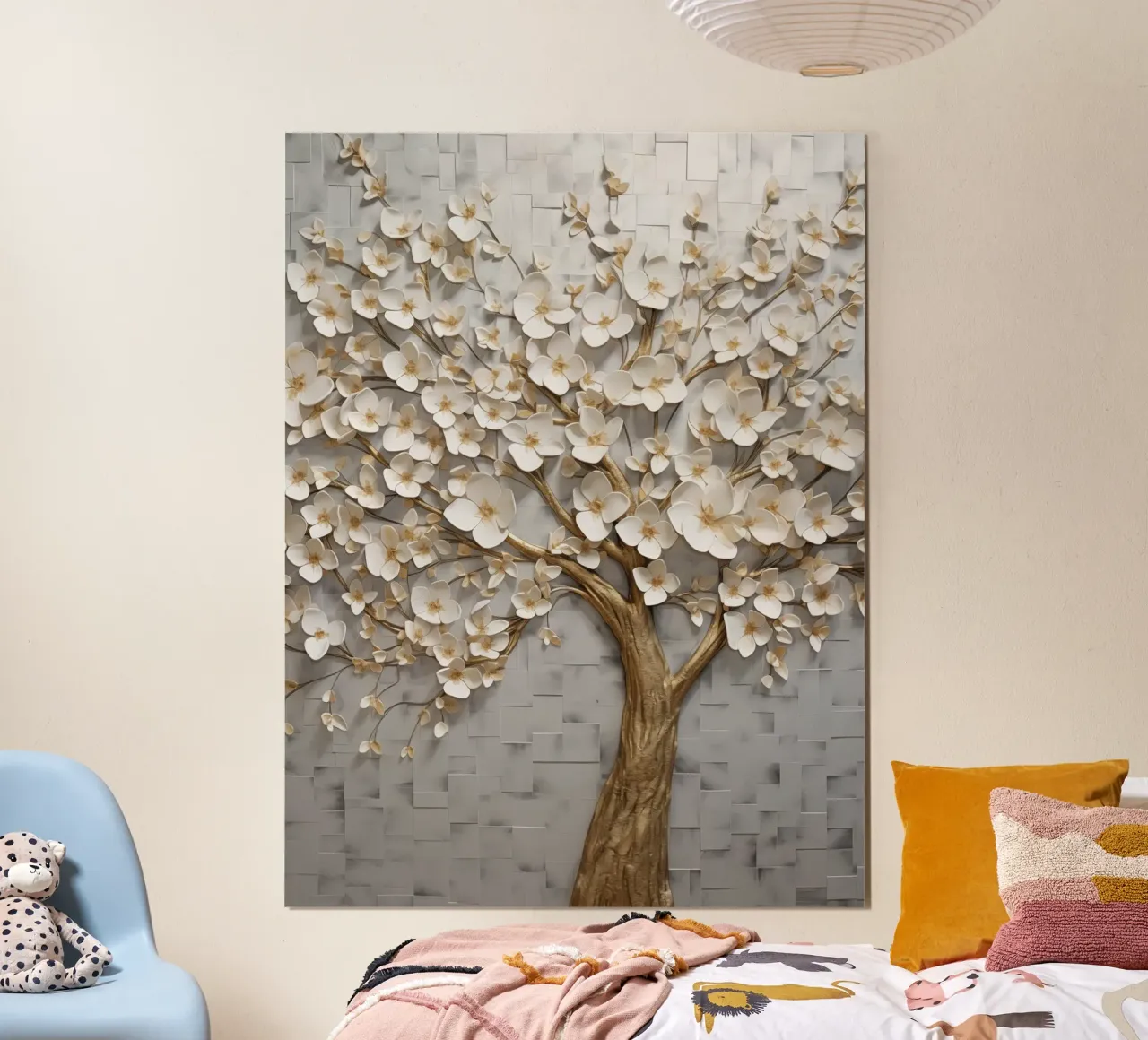 Albero d'oro con fiori carta hahnemühle da Imagine