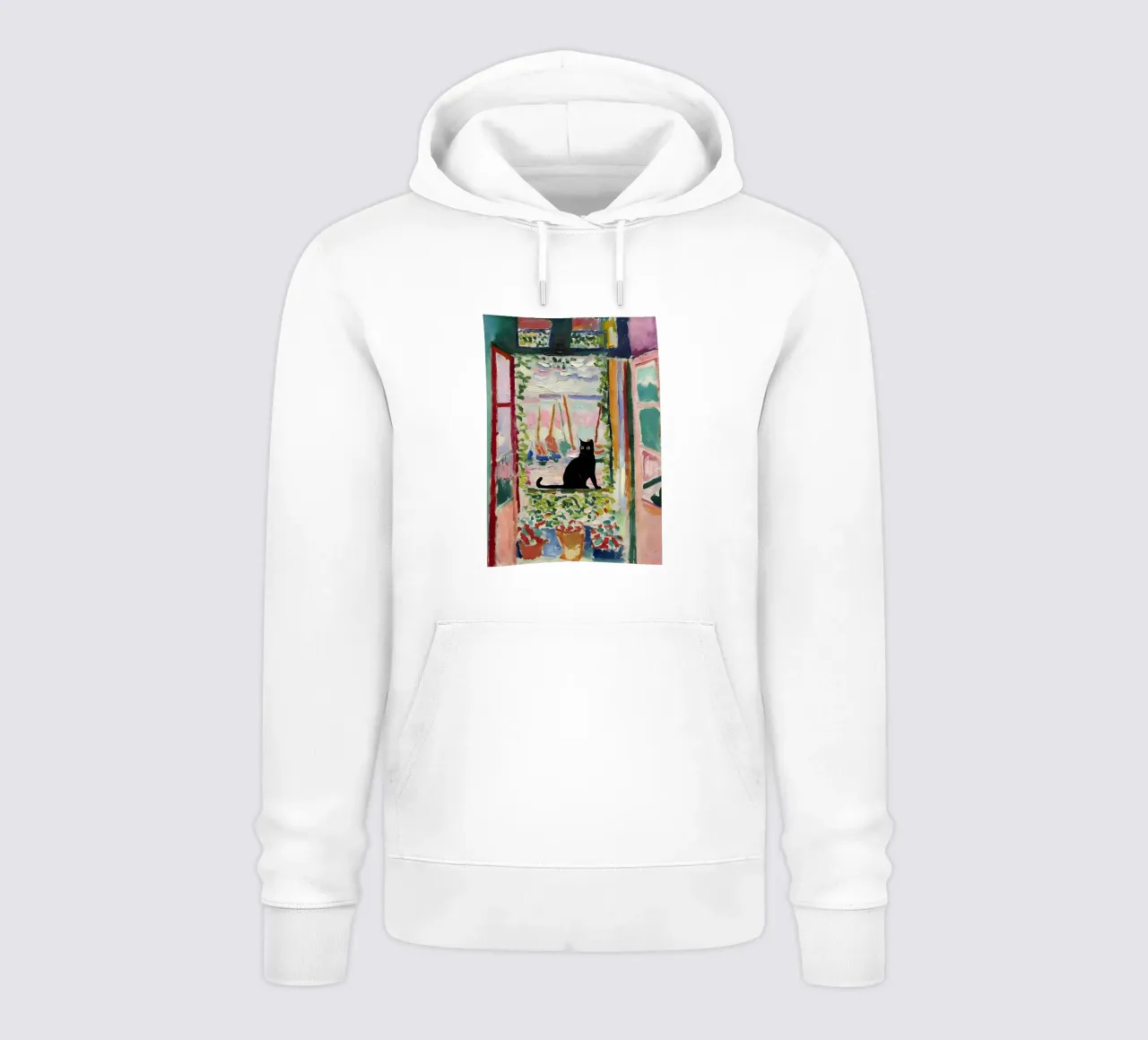 Stampa gatto Matisse Open Window felpa con cappuccio da MinaHome