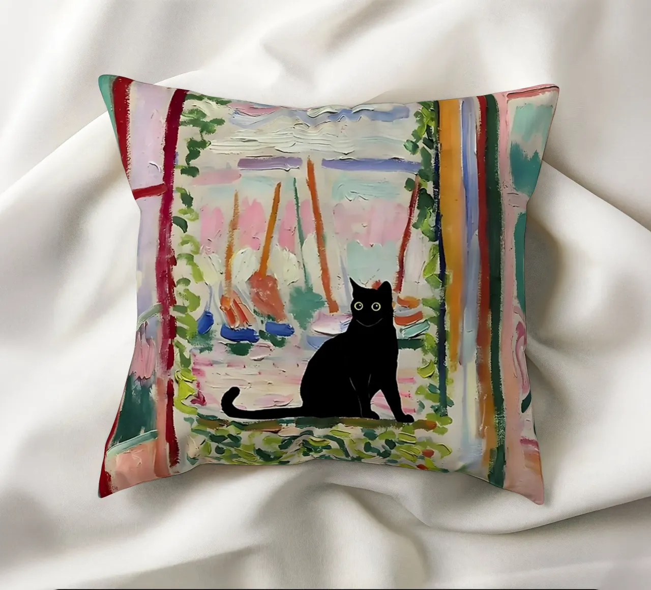 Stampa gatto Matisse Open Window cuscino da MinaHome