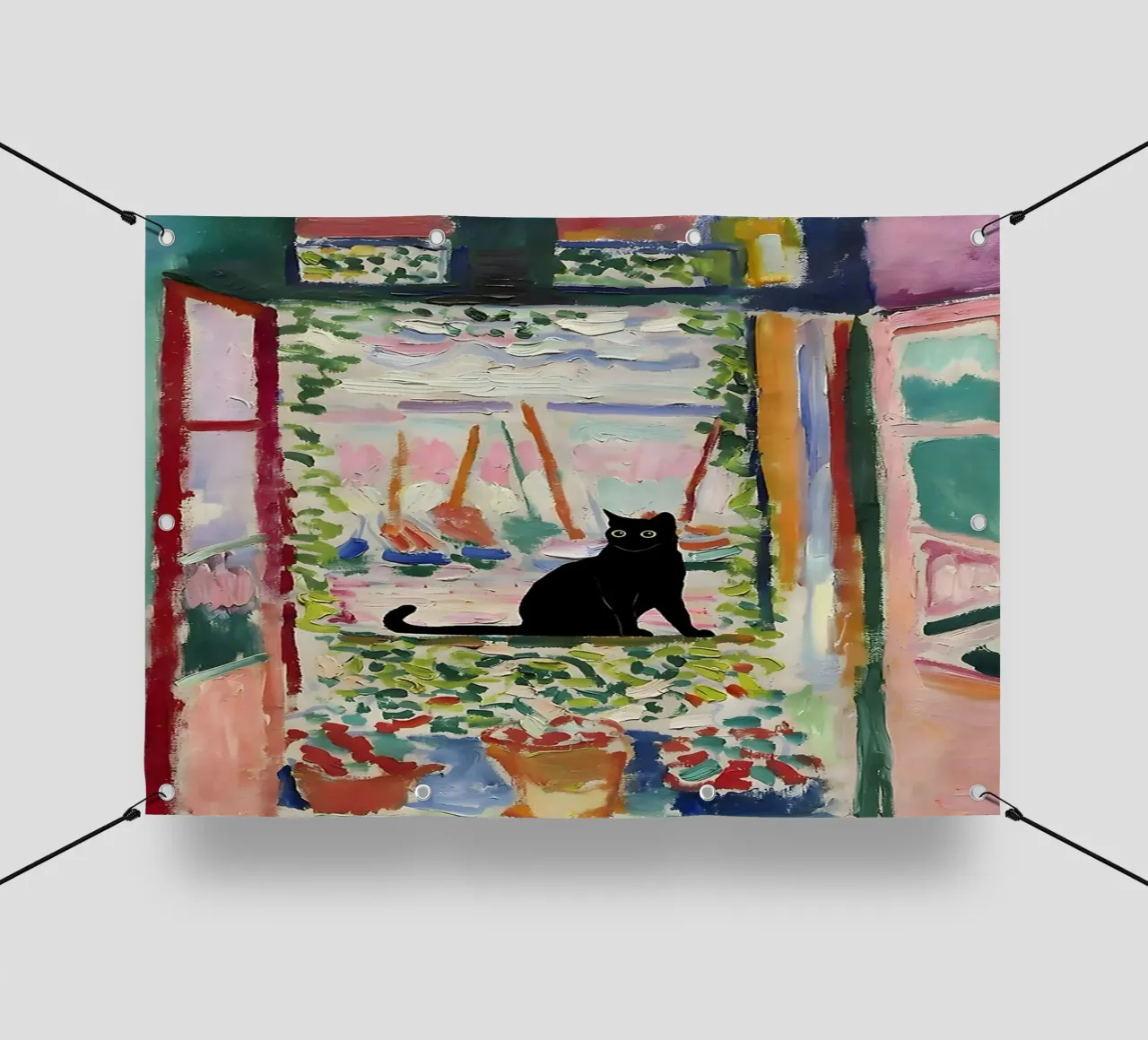 Stampa gatto Matisse Open Window telo in pvc da MinaHome