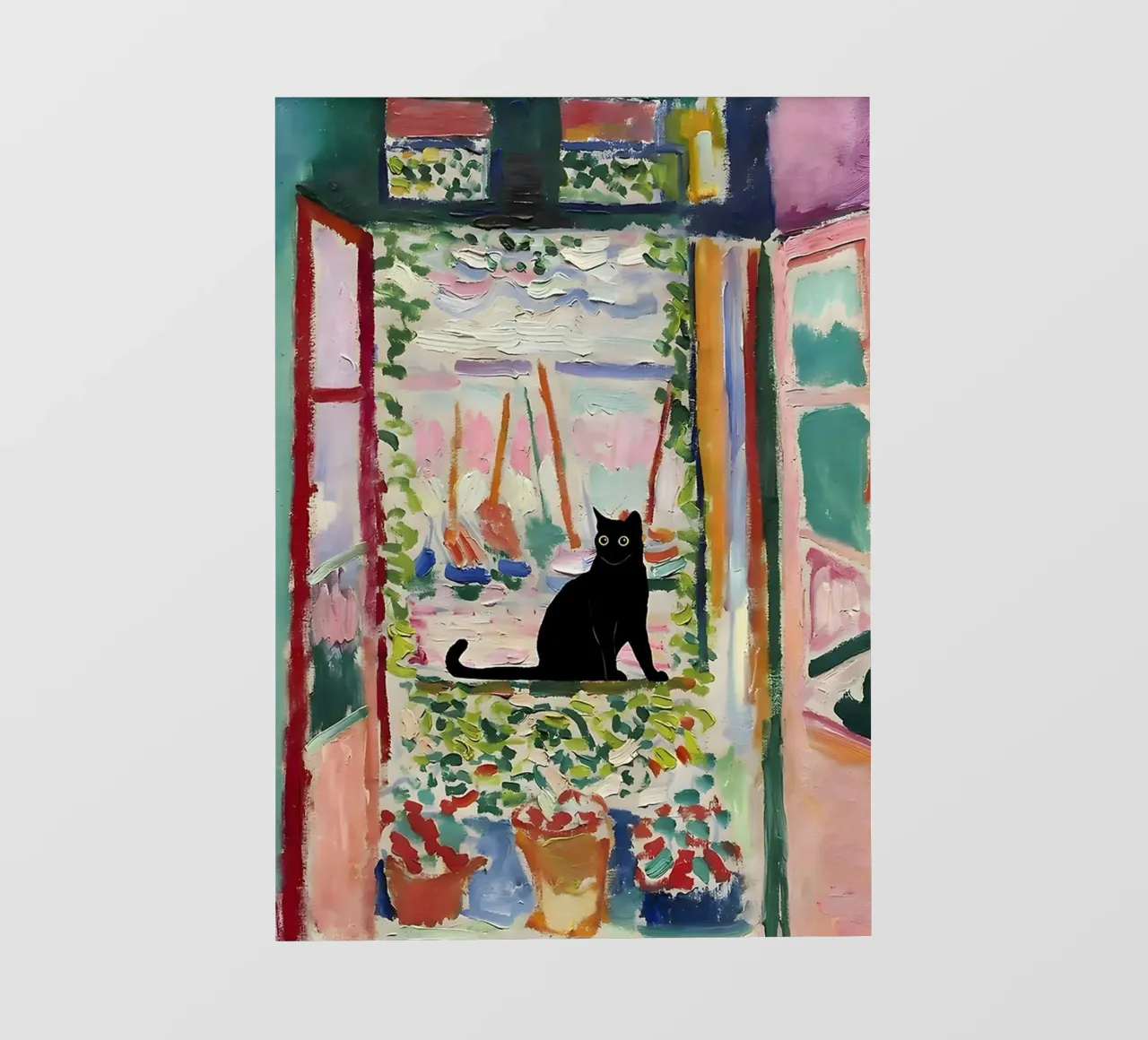 Stampa gatto Matisse Open Window telo in pvc da MinaHome
