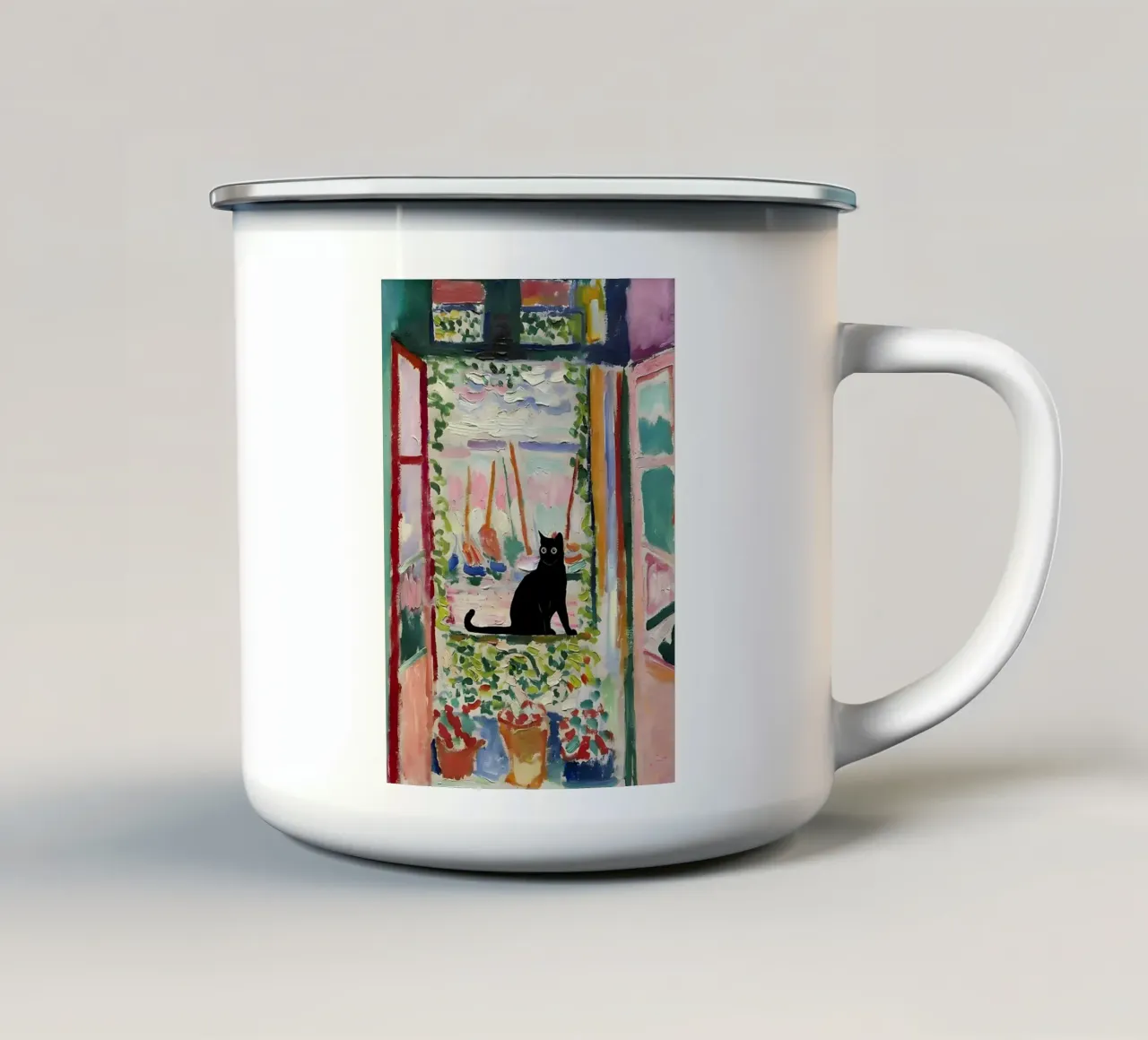 Stampa gatto Matisse Open Window tazza in smalto da MinaHome